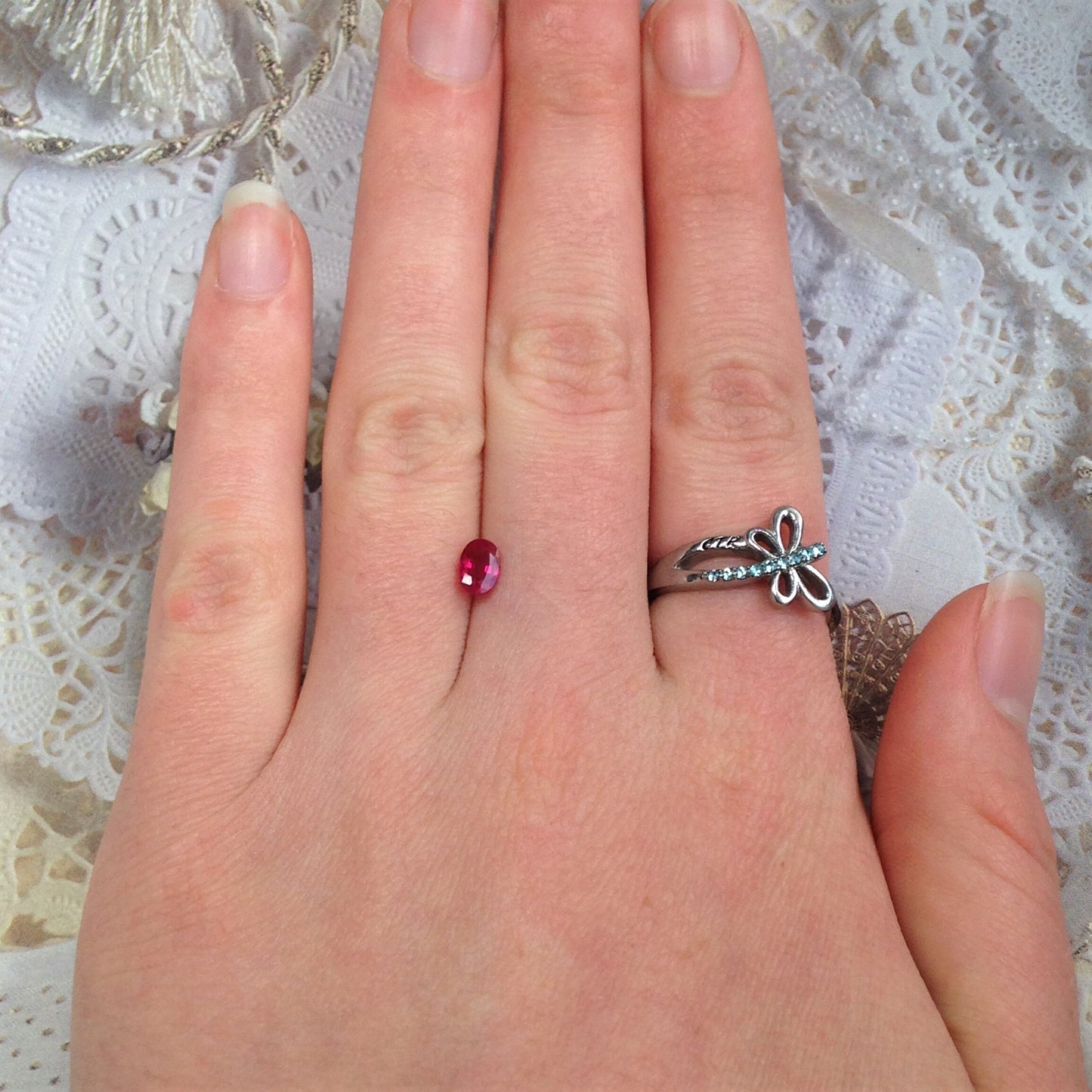 6x4mm Natural Ruby 0.59 Carat Loose Faceted Gem Corundum Oval Cut, Pink Red