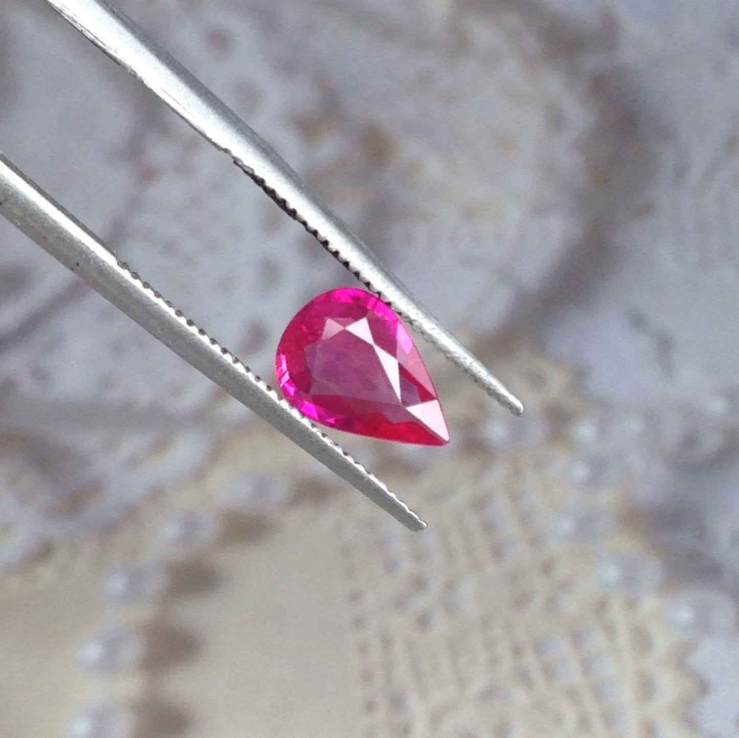 0.49 Carat Natural Ruby 7x5mm Loose Gemstone Faceted Gem Corundum Pear Red Real Beautiful July Birthstone, Genuine Earth Mined