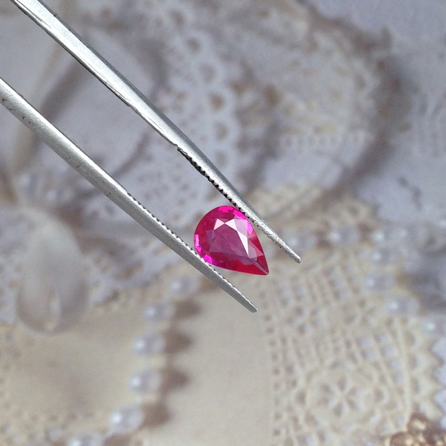 0.49 Carat Natural Ruby 7x5mm Loose Gemstone Faceted Gem Corundum Pear Red Real Beautiful July Birthstone, Genuine Earth Mined