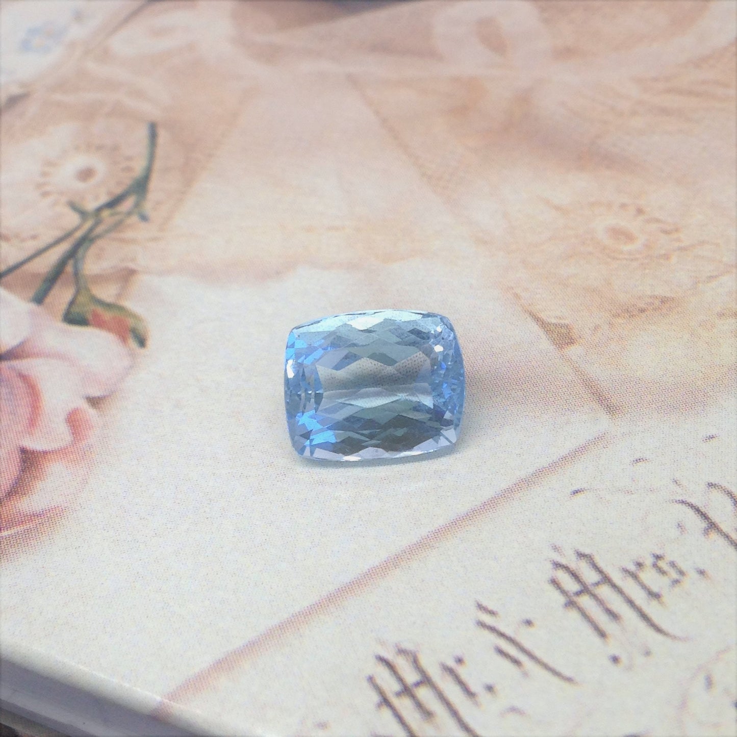 10.5x8.6mm Natural Blue Aquamarine 4.24 carats Light Blue Rectangle Cushion Cut Loose Faceted Gemstone Beryl March Birthstone