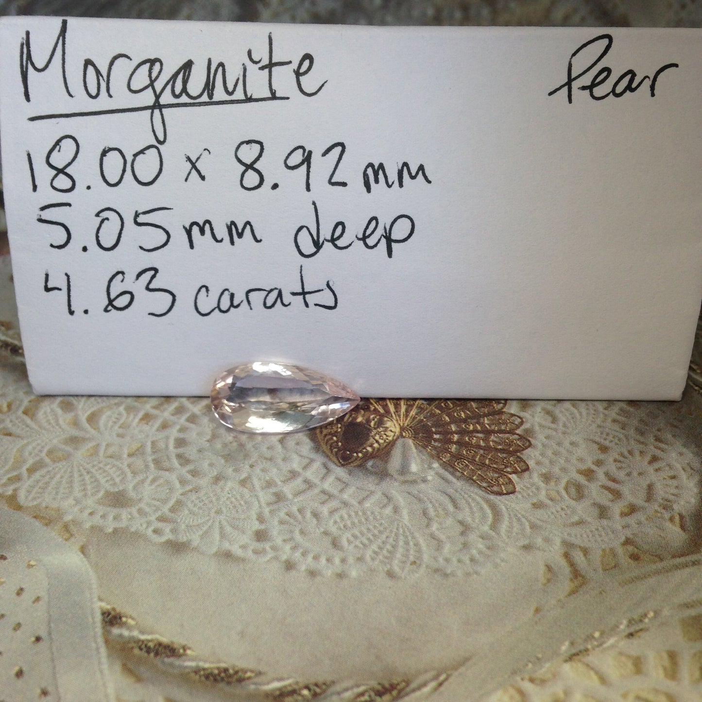 18x9mm Morganite 4.63 Carat Pear Cut, Purplish Pink Loose Gemstone