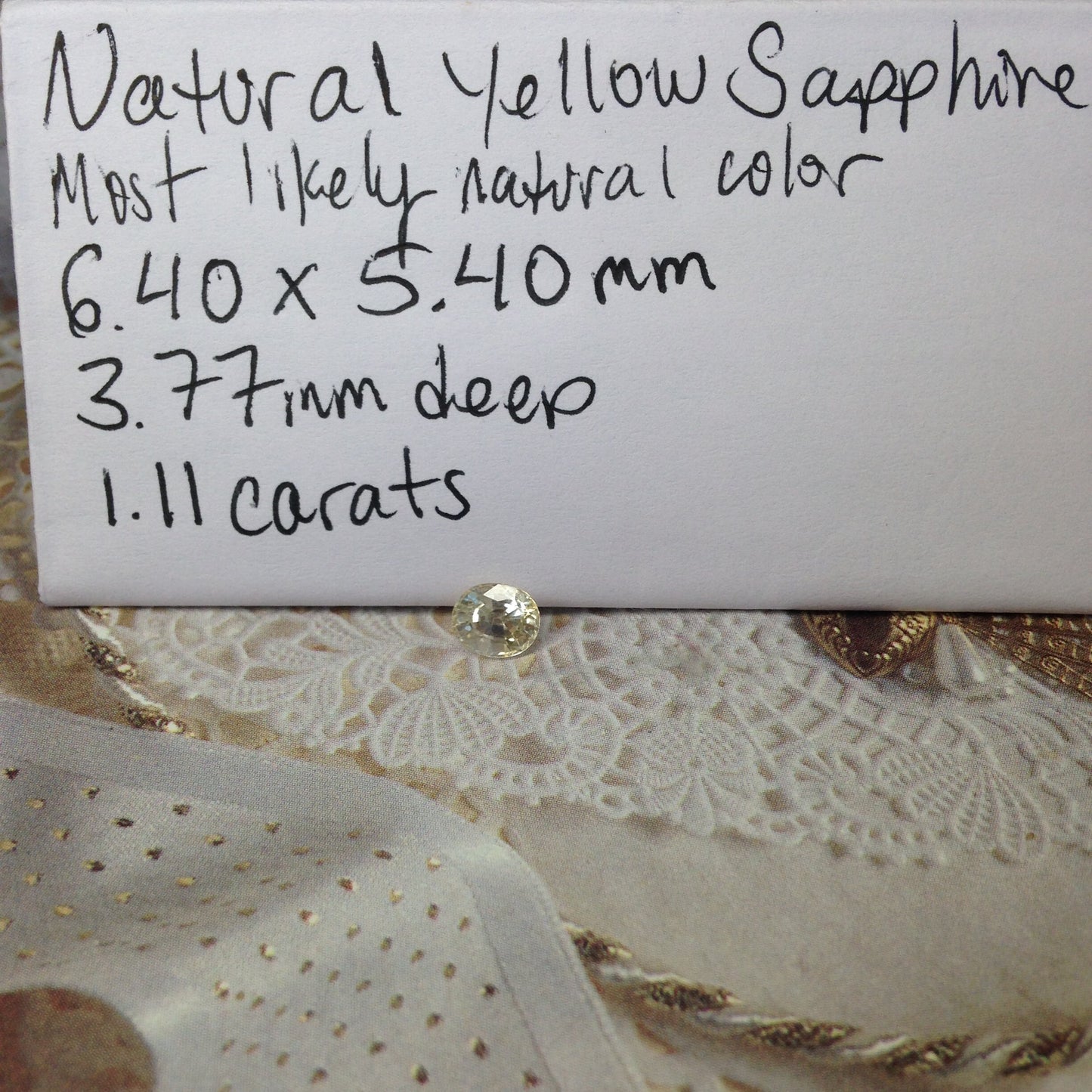 Natural Light Yellow Sapphire 1.11 cts 6.4x5.4mm Oval Corundum Gem Faceted Loose Unmounted Gemstone Probably No Heat 6x5mm