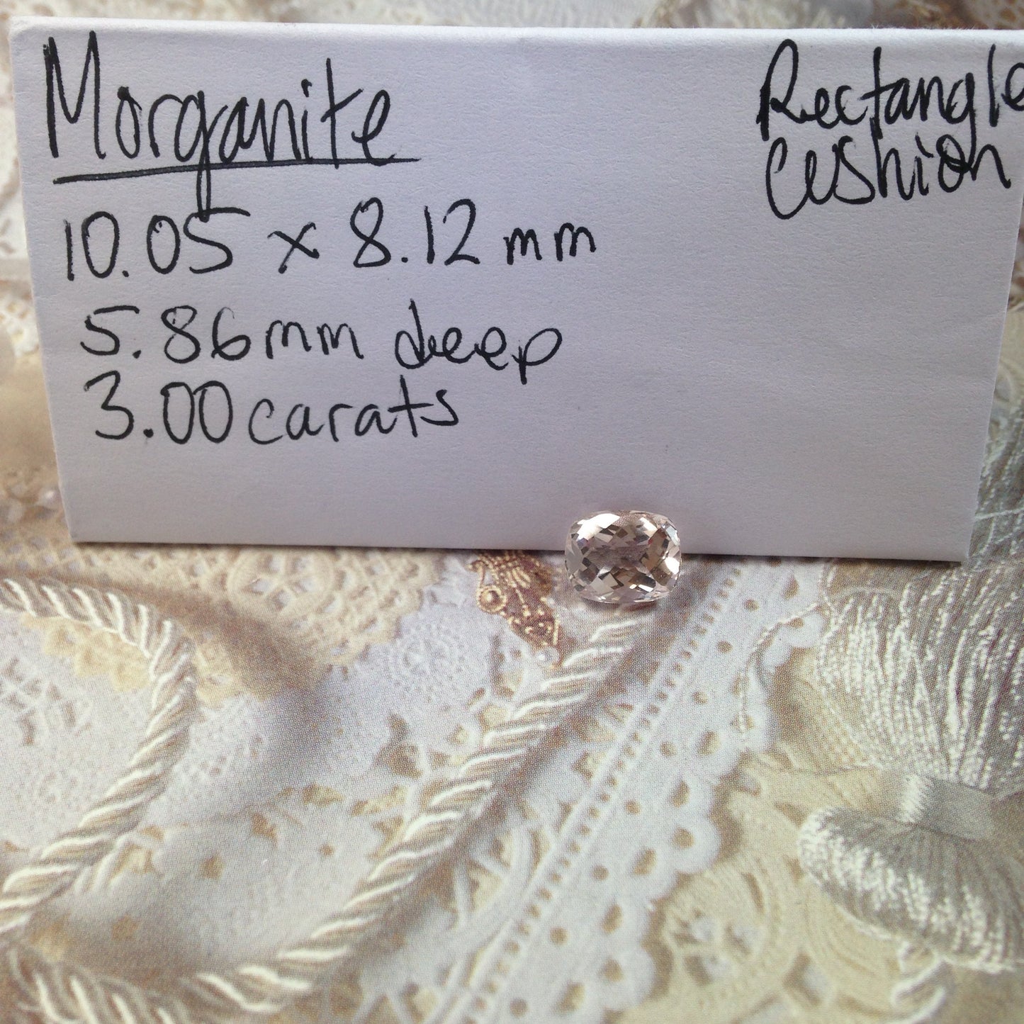 Morganite 10x8mm 3 Carat Checkerboard Rectangle Cushion Cut Pinkish Beige Loose Gem Unmounted Gemstone For Engagement Ring Wedding