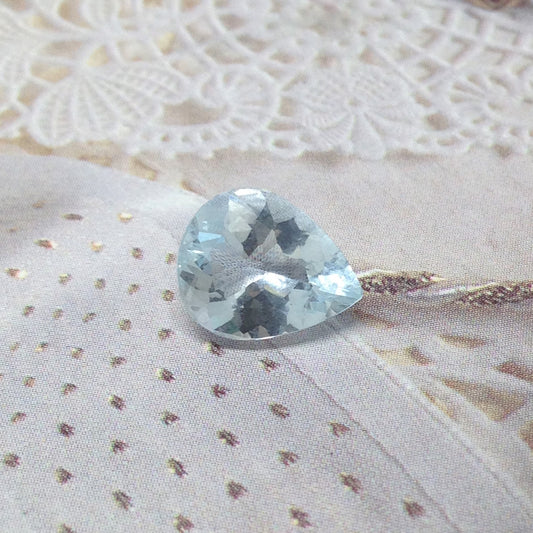 11x9mm 2.5 Carats Natural Light Blue Aquamarine Light Blue Gem Fat Pear Cut Loose Faceted Gemstone Beryl FlowingGems Flowing Gems