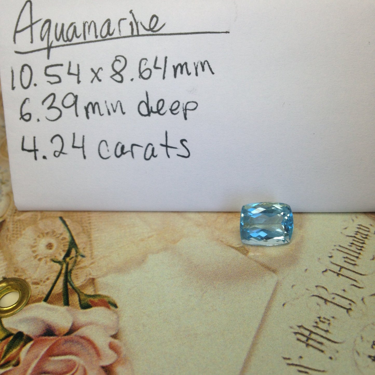 10.5x8.6mm Natural Blue Aquamarine 4.24 carats Light Blue Rectangle Cushion Cut Loose Faceted Gemstone Beryl March Birthstone