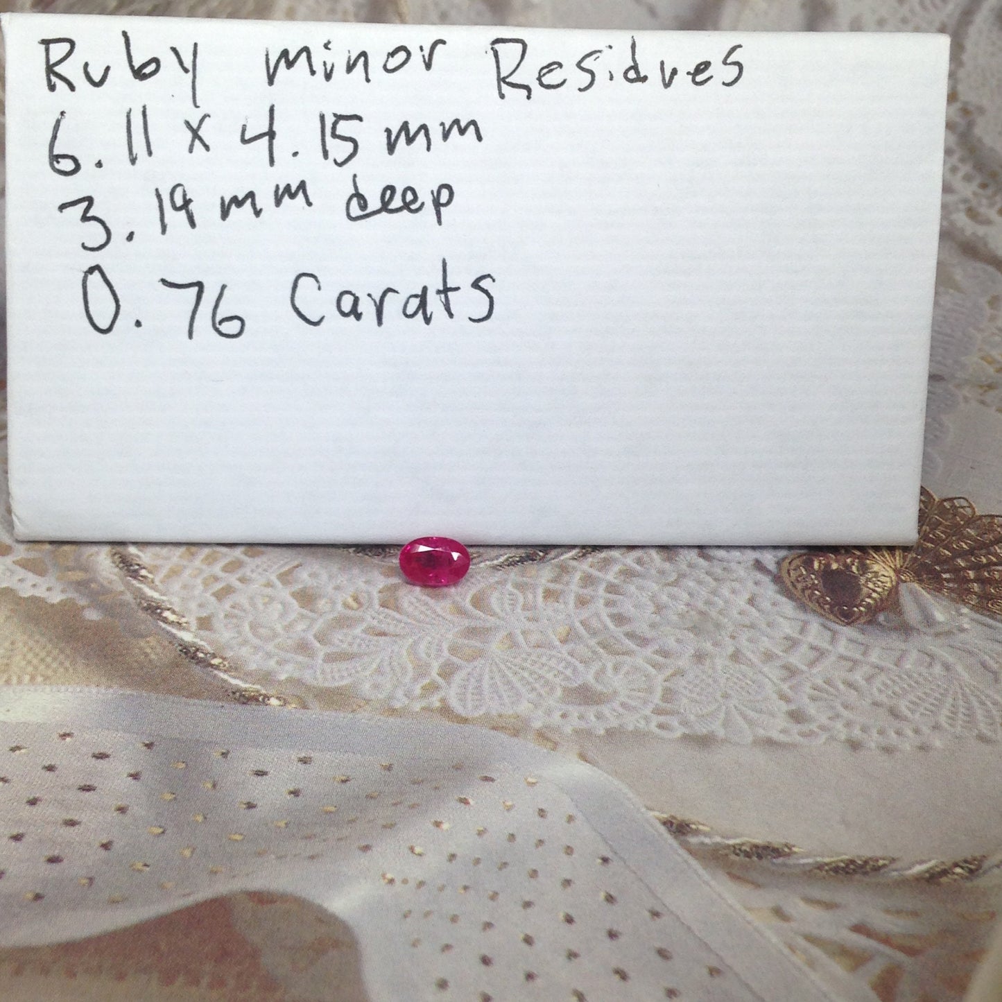 0.76 Carat Red Ruby 6x4mm Oval, Heated Natural with Minor Residues, July Birthstone