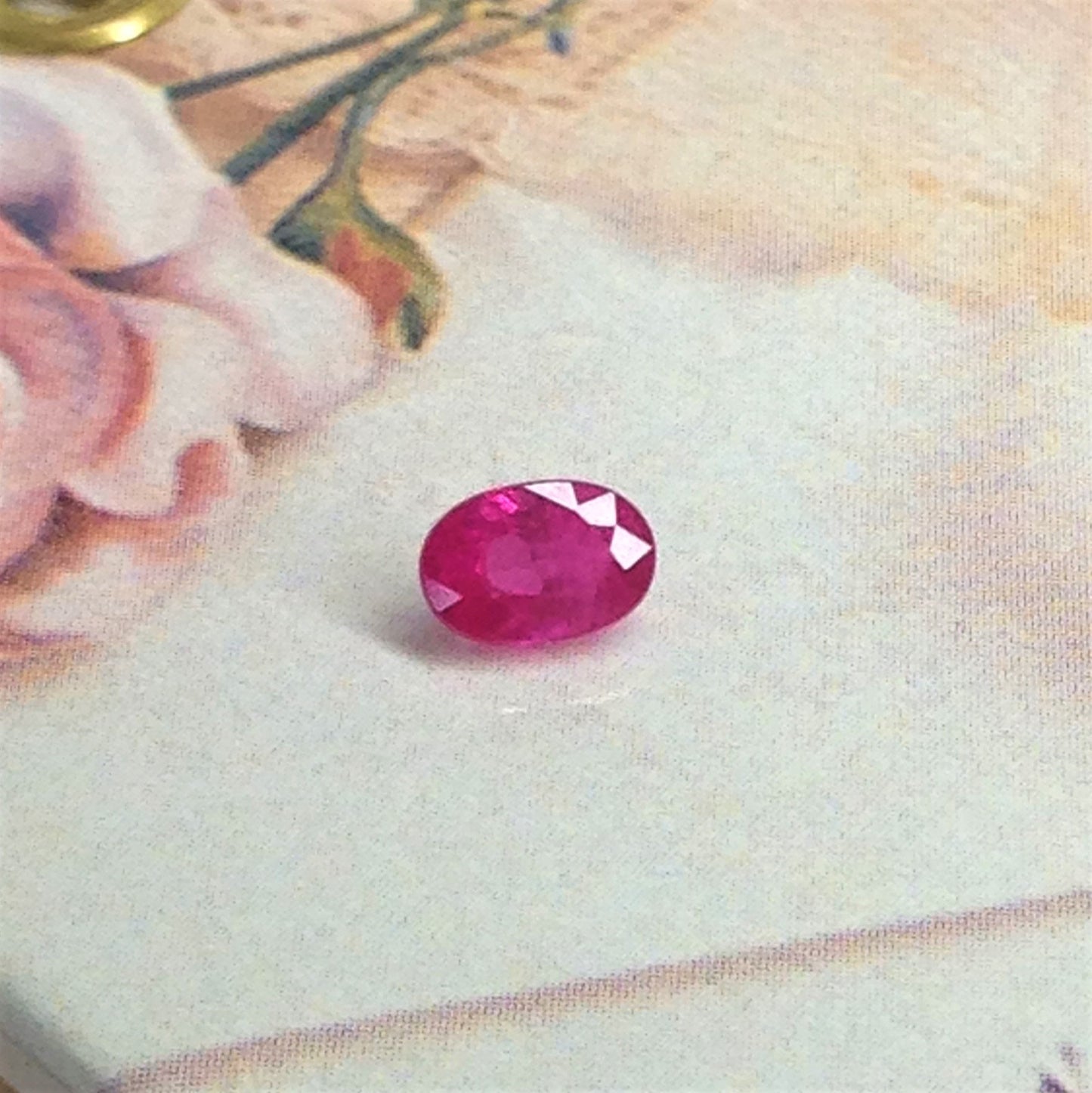 0.76 Carat Red Ruby 6x4mm Oval, Heated Natural with Minor Residues, July Birthstone