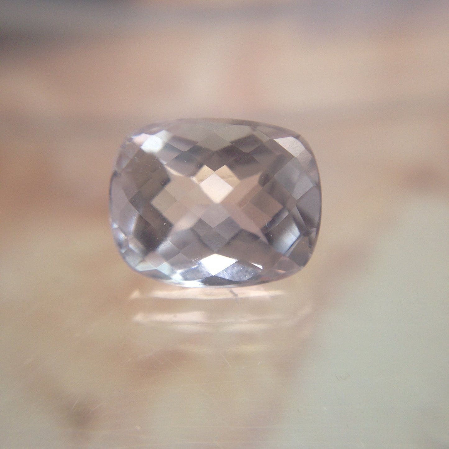 Morganite 10x8mm 3 Carat Checkerboard Rectangle Cushion Cut Pinkish Beige Loose Gem Unmounted Gemstone For Engagement Ring Wedding