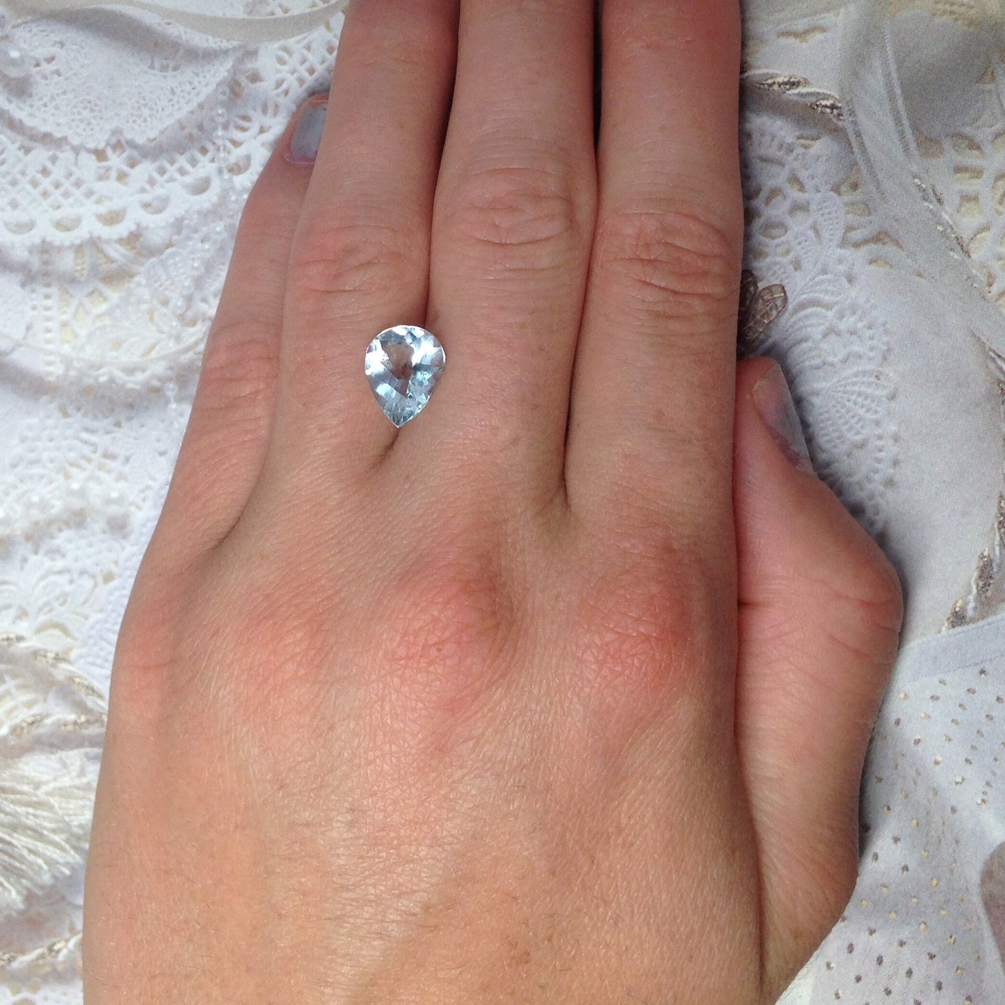 11x9mm 2.5 Carats Natural Light Blue Aquamarine Light Blue Gem Fat Pear Cut Loose Faceted Gemstone Beryl FlowingGems Flowing Gems