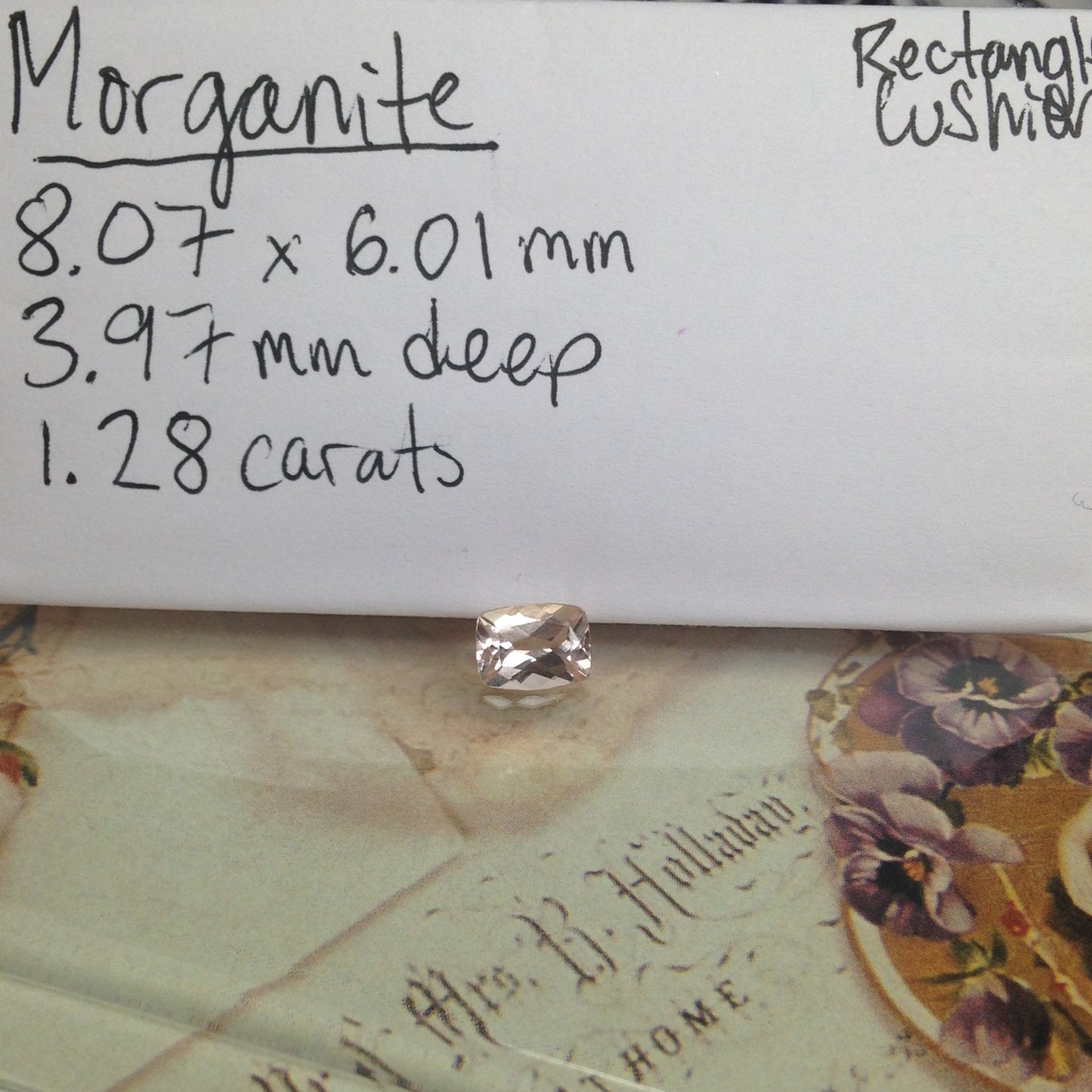 Morganite 8x6mm 1.28 Cushion Rectangle Cut Pinkish Purplish Peach Loose Gem Unmounted Gemstone For Engagement Ring Wholesale Tested Beryl