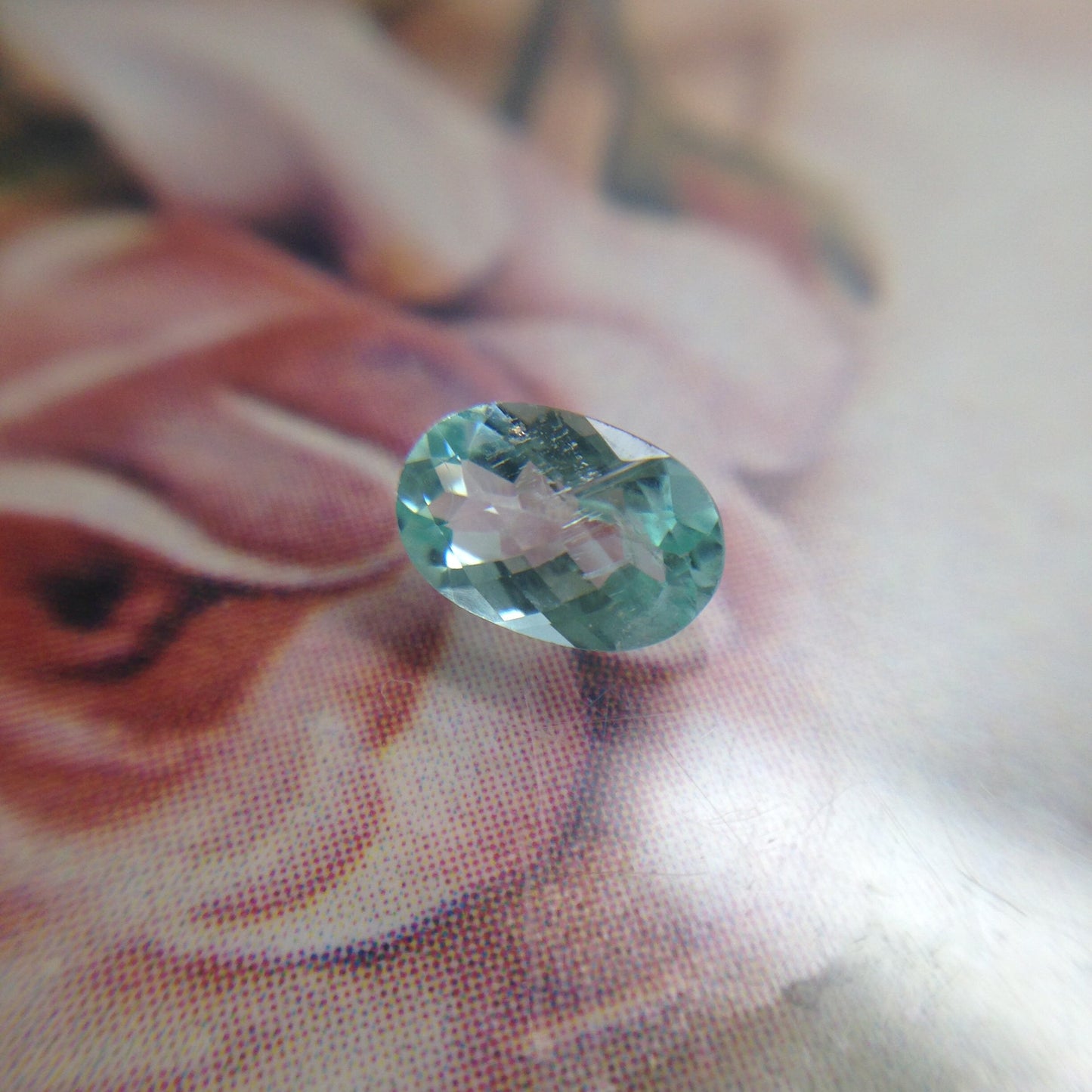 0.40 carat Natural Blue Green Coper Bearing Tourmaline 6x4mm Paraiba Type, Loose Gemstone