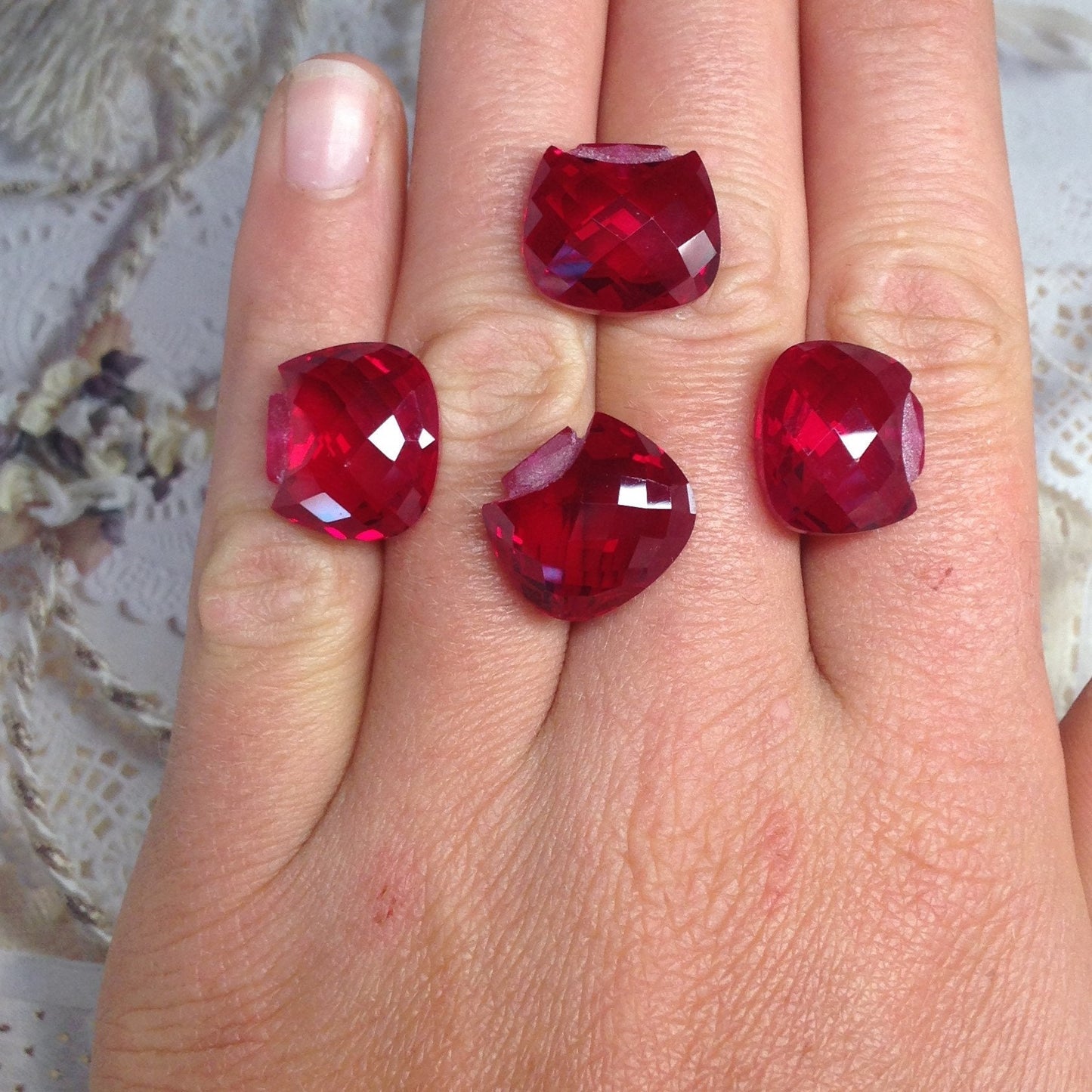 Lab Created Ruby Bead Faceted Checkerboard Synthetic Ruby gemstones loose unmounted jewelry making man-made Unique Multiple available Purse