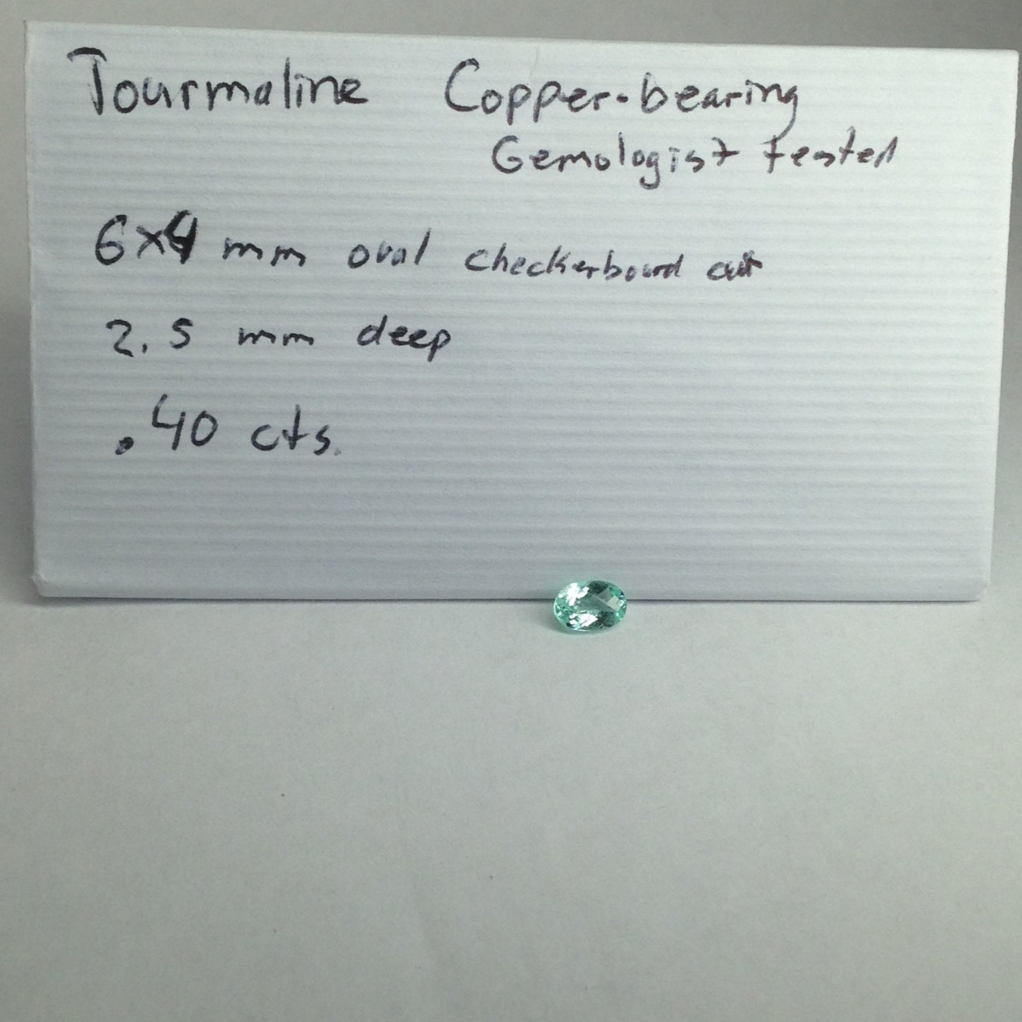 0.40 carat Natural Blue Green Coper Bearing Tourmaline 6x4mm Paraiba Type, Loose Gemstone