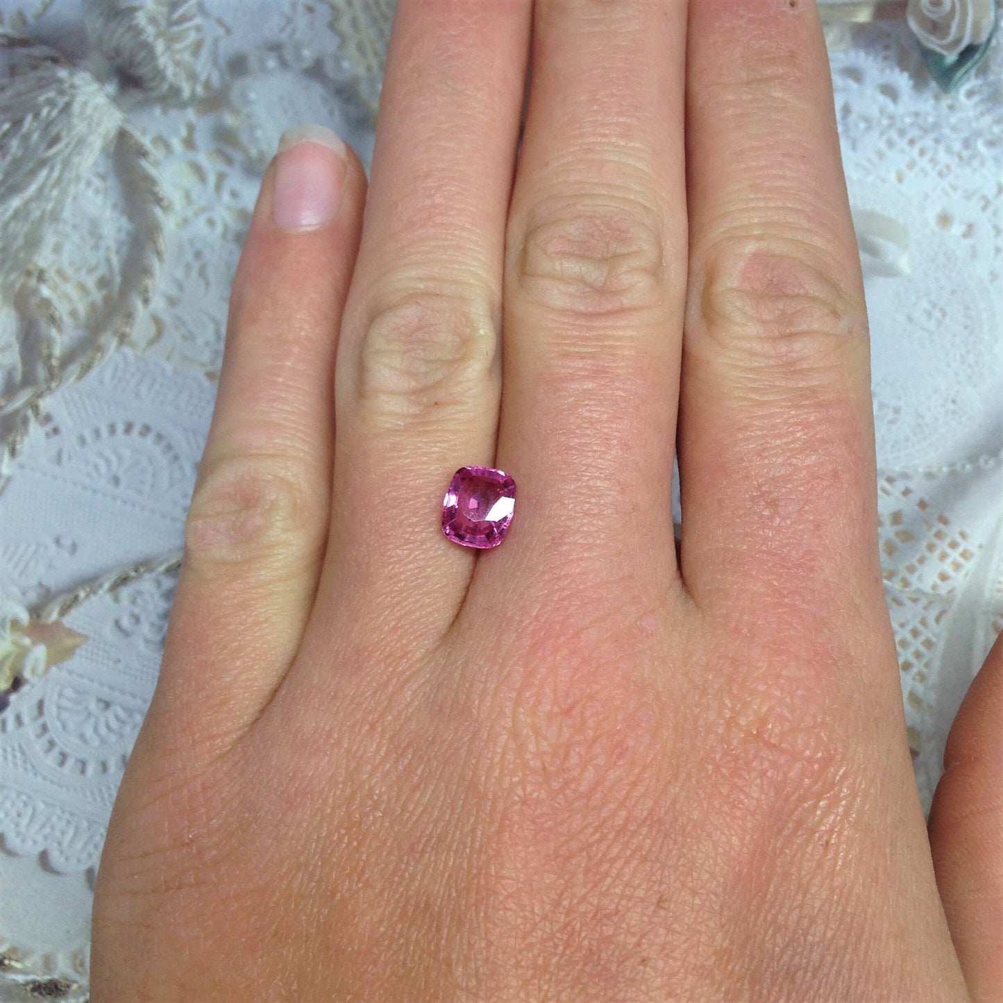 1.77 Carat Natural Pink Sapphire 7.4x6.2mm Cushion cut Loose Gemstone Faceted Gem Corundum Fancy Vivid Color Sapphire