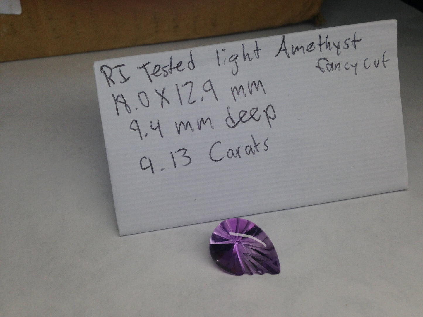 9.13 Carat 18x13 mm Fancy Cut Pear Leaf Purple Amethyst Nice Cut Loose Wholesale Gemstone Faceted February Birthstone Large