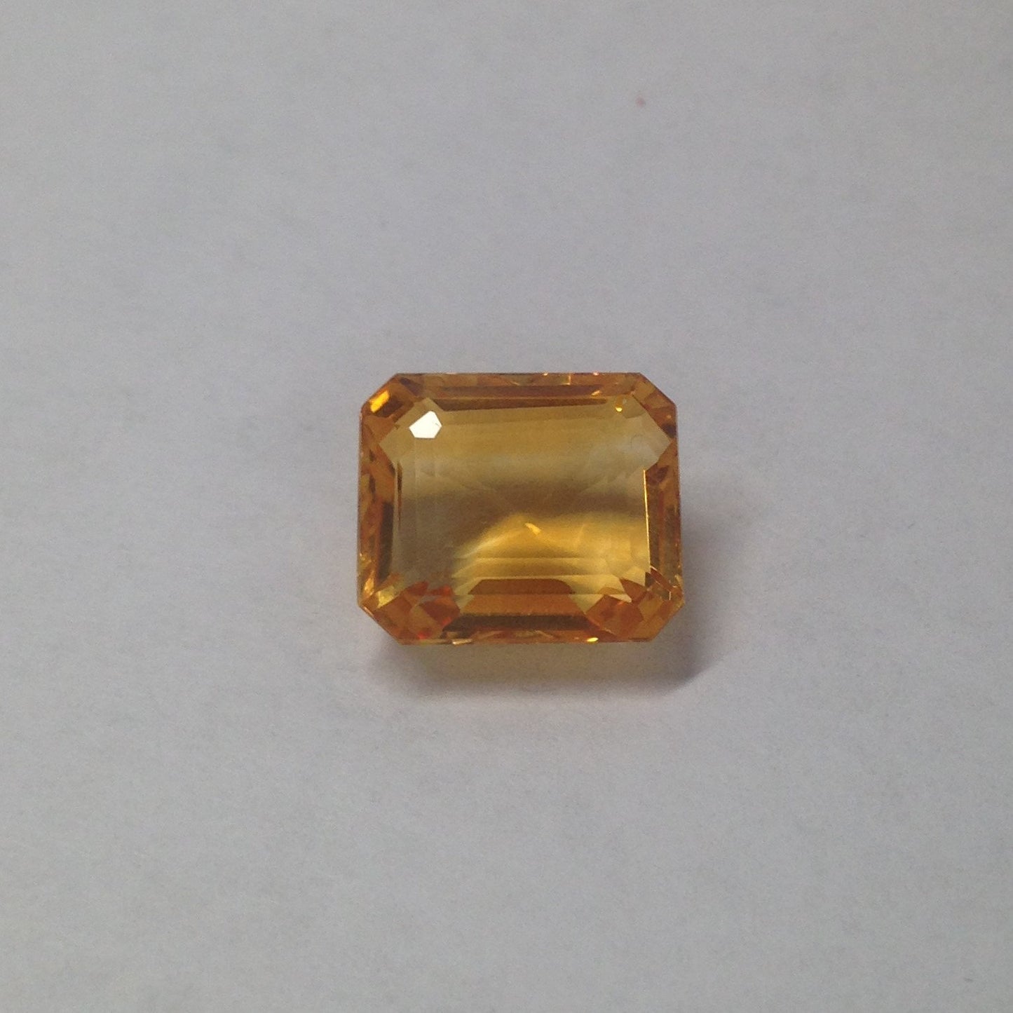 Orange yellow Quartz citrine  13x11 mm loose gemstone unmounted preowned  faceted jewelry supplies gem stone  8.28 carats rectangle emerald