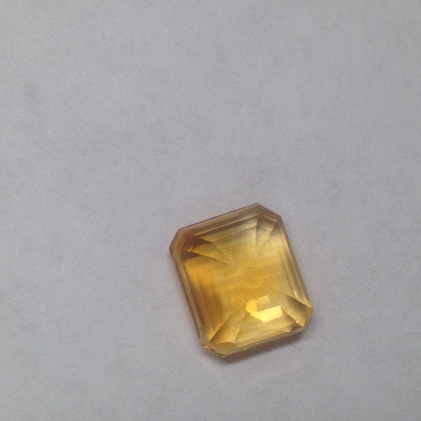Orange yellow Quartz citrine  13x11 mm loose gemstone unmounted preowned  faceted jewelry supplies gem stone  8.28 carats rectangle emerald