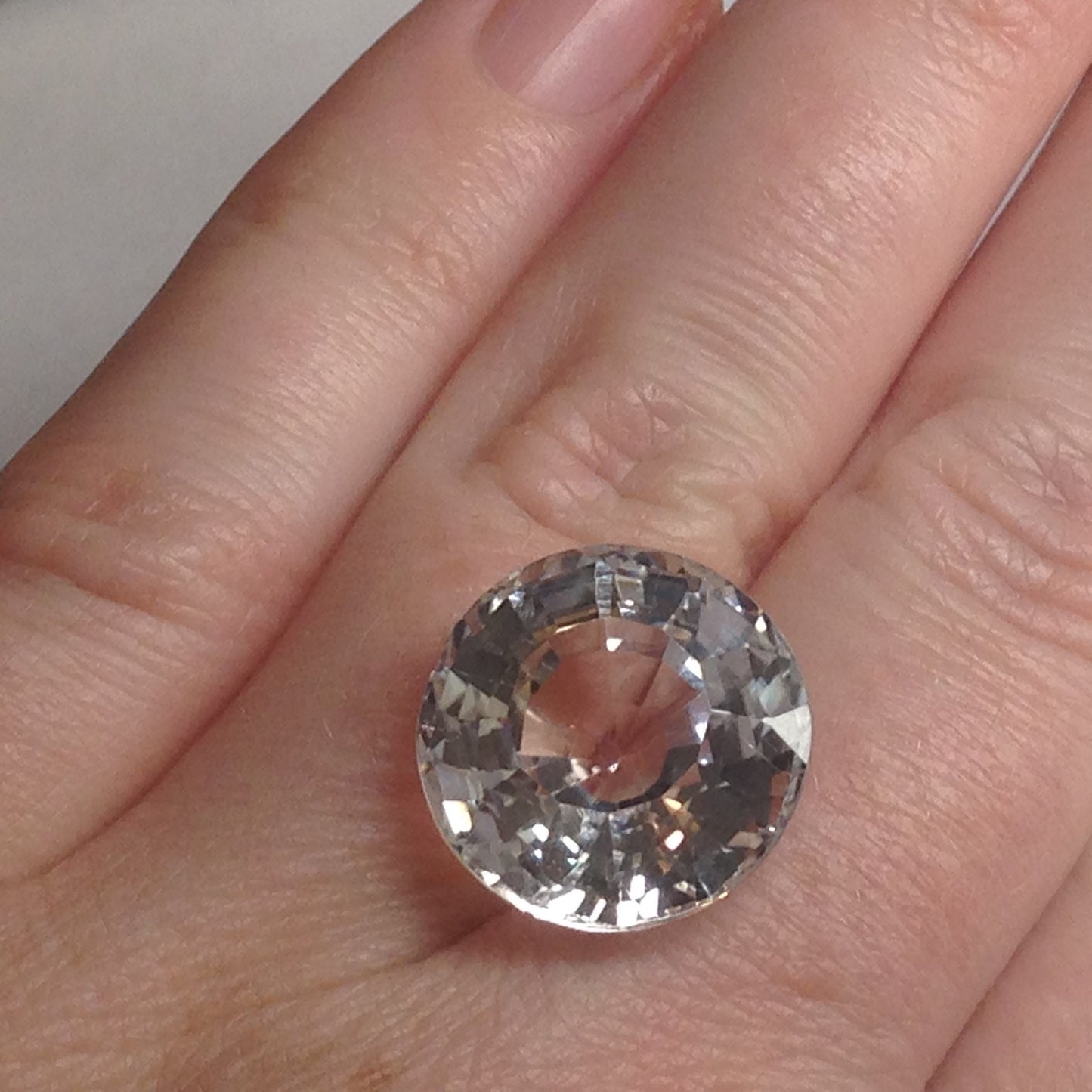 14.6mm Yellow Spodumene Round Cut, 14 carats Huge Large Faint Yellow Near Colorless Faceted Gem Loose