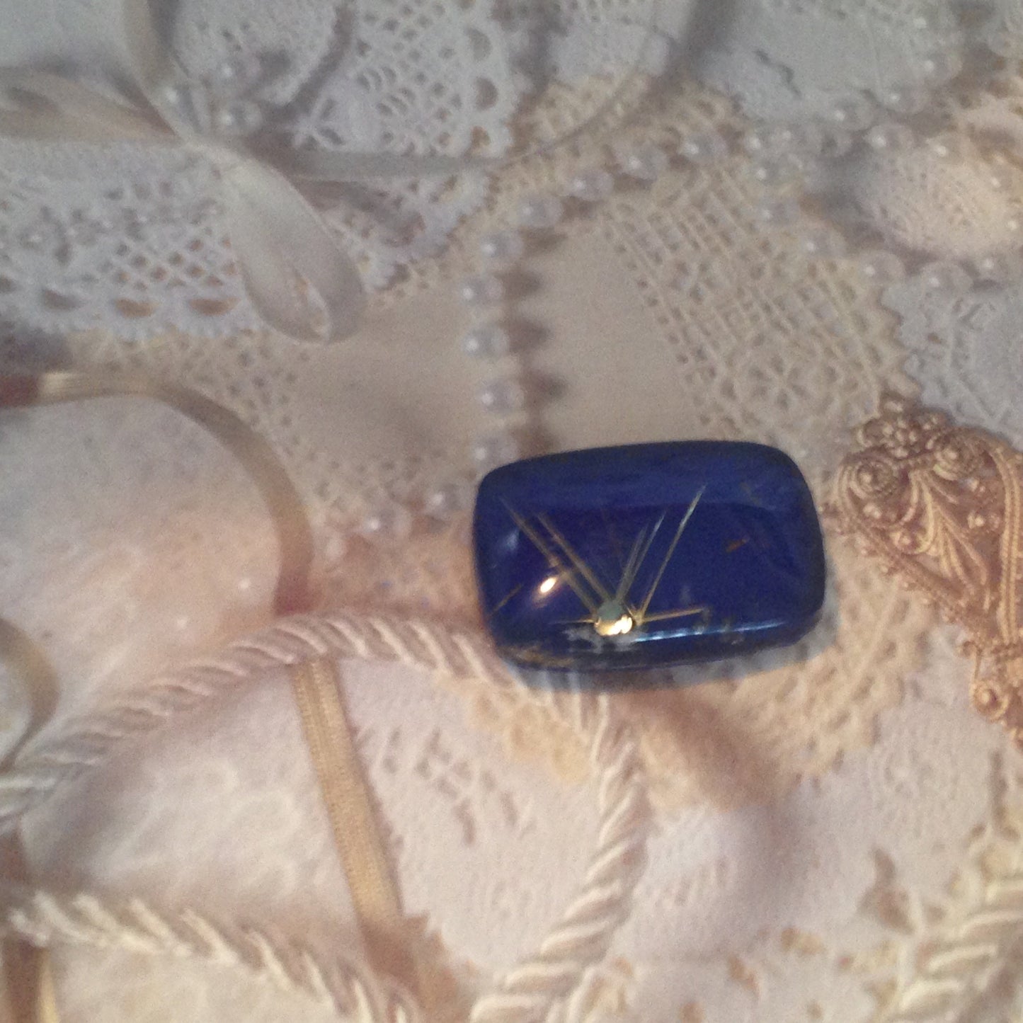 18x26mm Rutilated Quartz Lapiz Lazuli Doublet Cabochon Large 29 carats