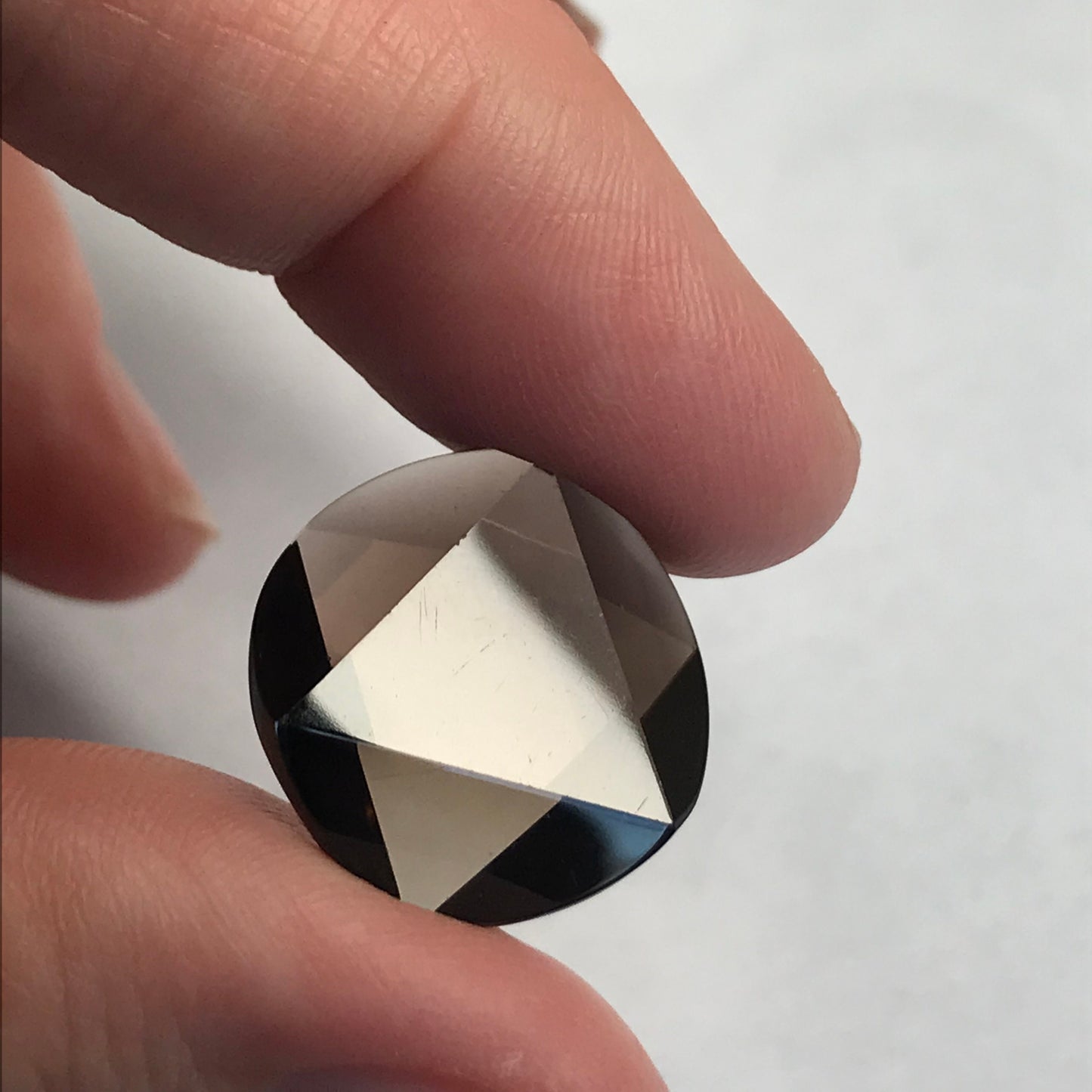 18mm Round flat star cut smoky quartz 14.55 carats loose brown gemstone