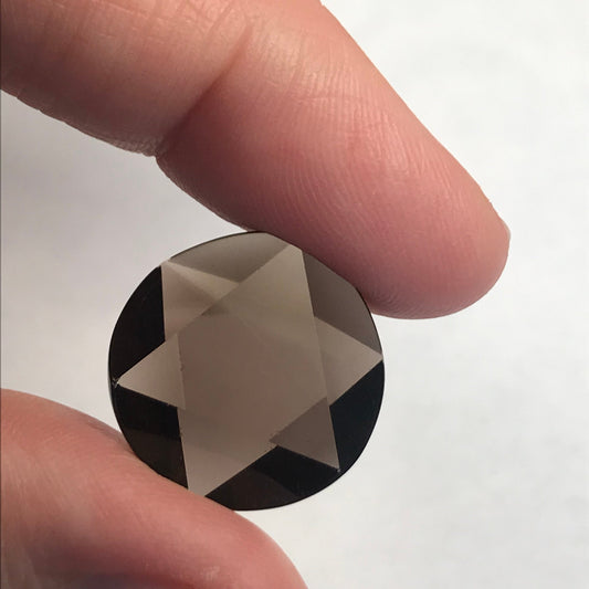 18mm Round flat star cut smoky quartz 14.55 carats loose brown gemstone