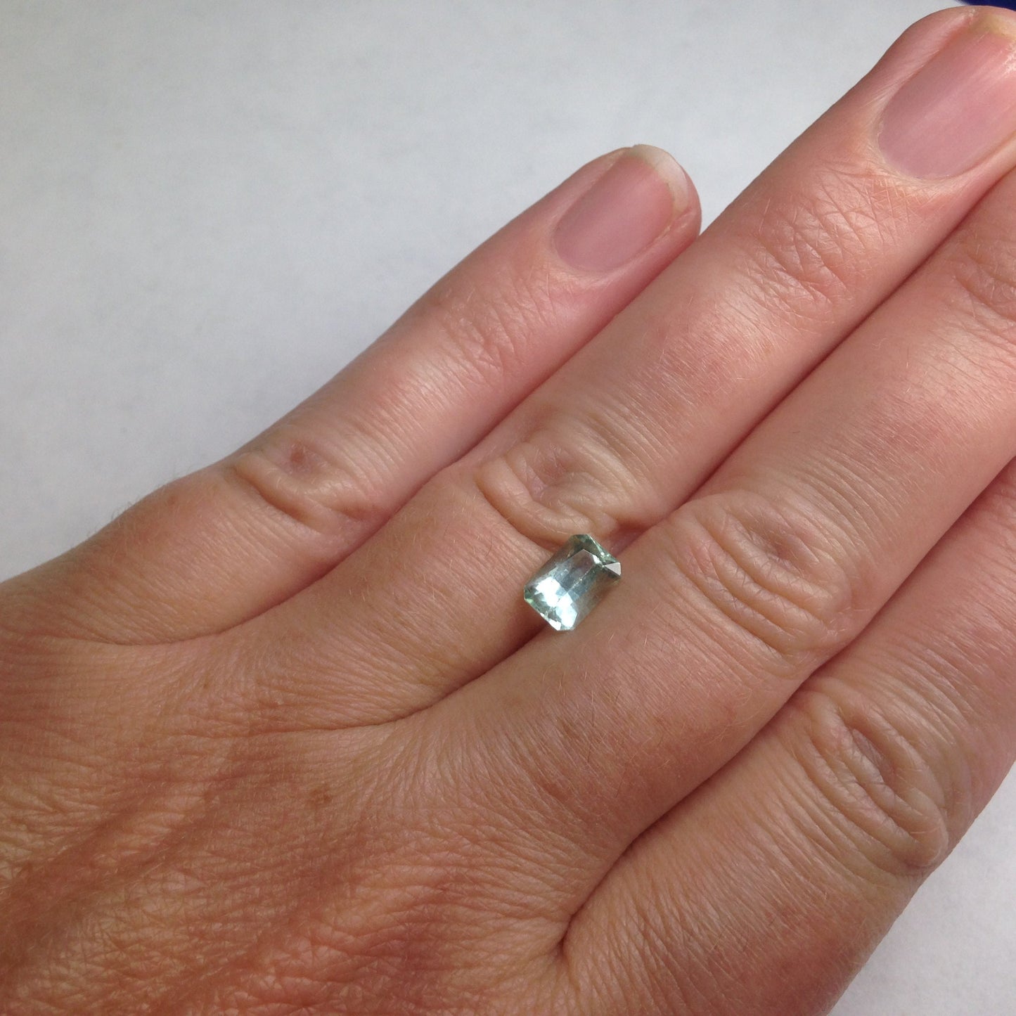 7x5mm Natural Light Green Blue Tourmaline 1 Carat Rectangle Tested Iron Bearing Faceted Loose Gem