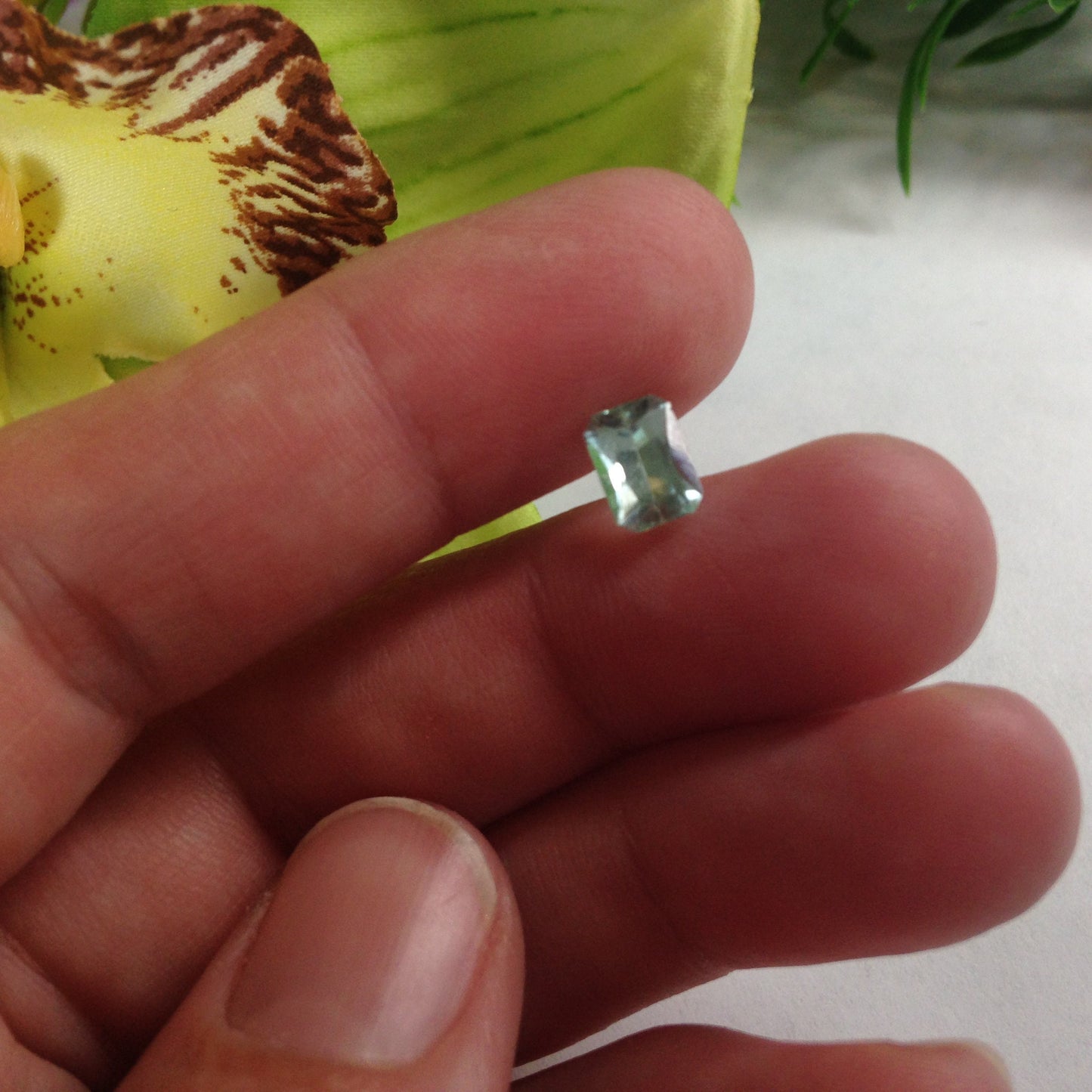 7x5mm Natural Light Green Blue Tourmaline 1 Carat Rectangle Tested Iron Bearing Faceted Loose Gem