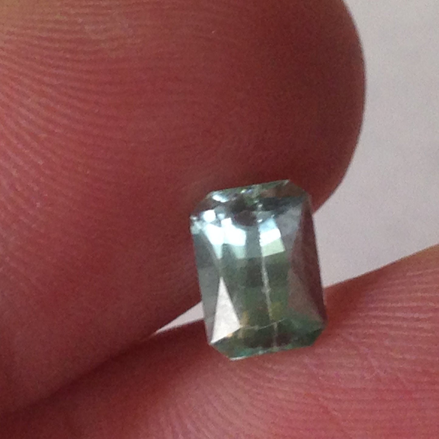 7x5mm Natural Light Green Blue Tourmaline 1 Carat Rectangle Tested Iron Bearing Faceted Loose Gem