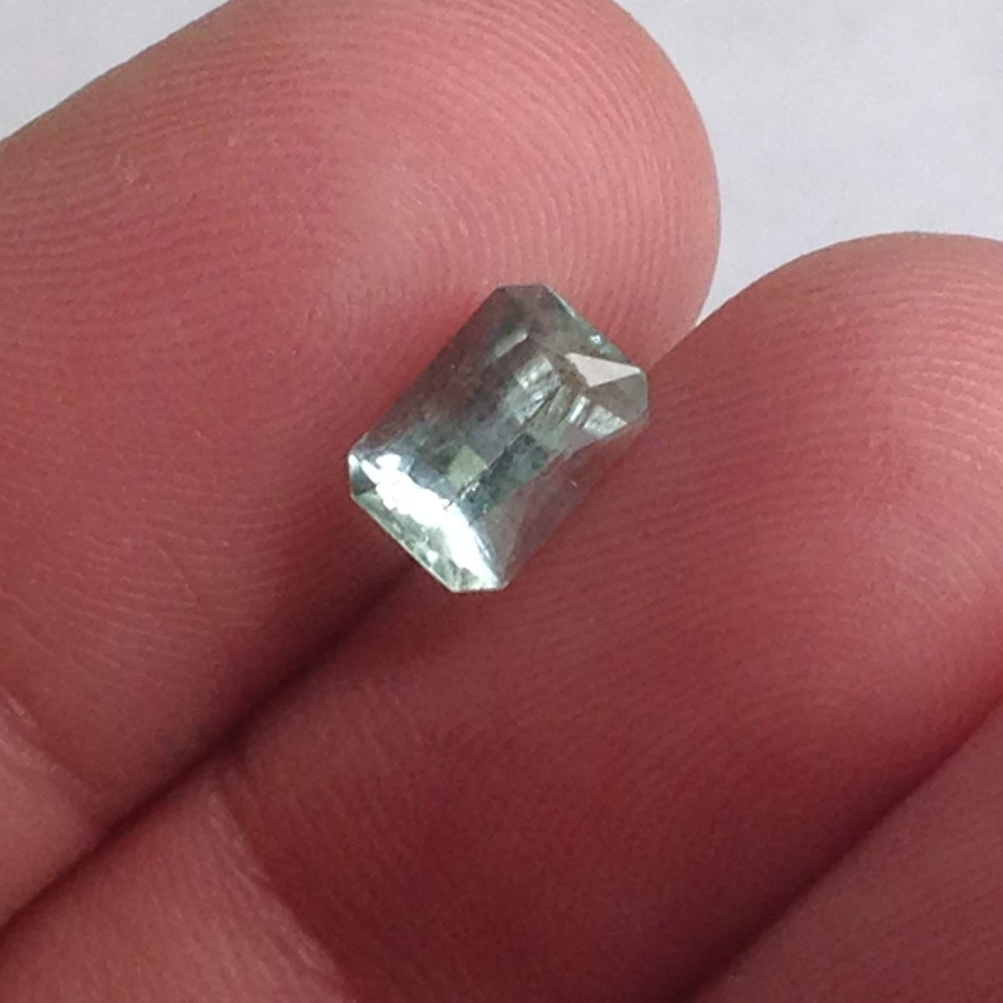 7x5mm Natural Light Green Blue Tourmaline 1 Carat Rectangle Tested Iron Bearing Faceted Loose Gem