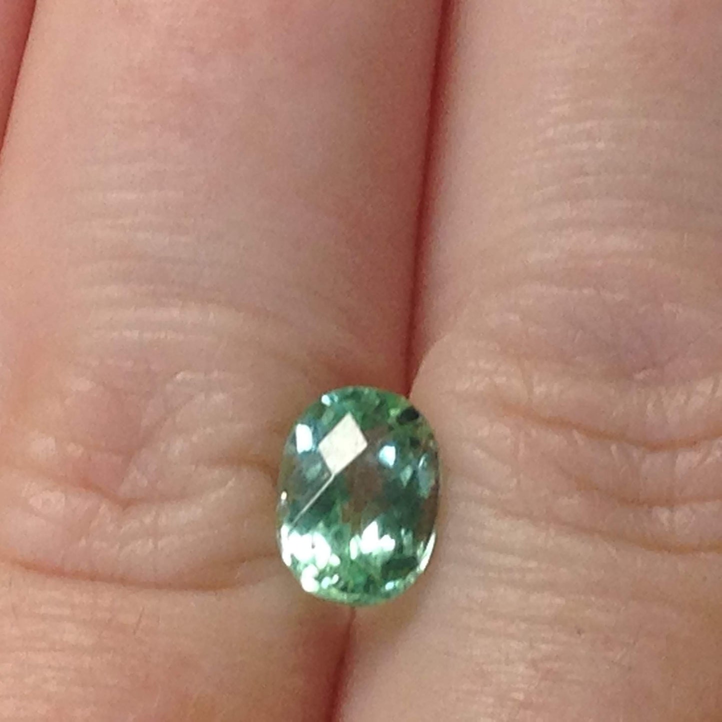 Natural Green blue Iron Bearing Tourmaline Gorgeous Color 7x5 mm Carat Faceted Loose Gemstone Oval Checkerboard Cut Unmountedl gem jewelry