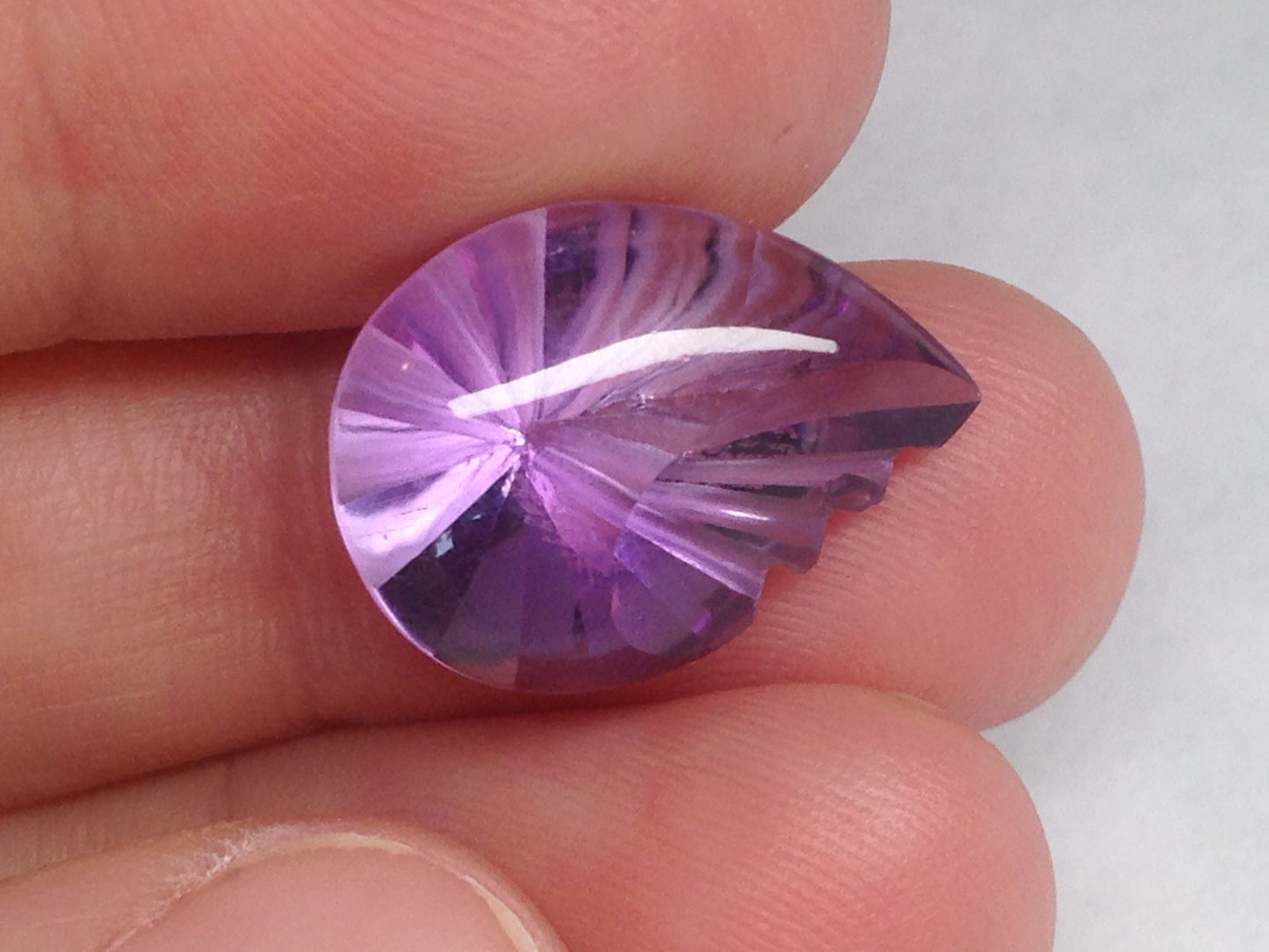 9.13 Carat 18x13 mm Fancy Cut Pear Leaf Purple Amethyst Nice Cut Loose Wholesale Gemstone Faceted February Birthstone Large