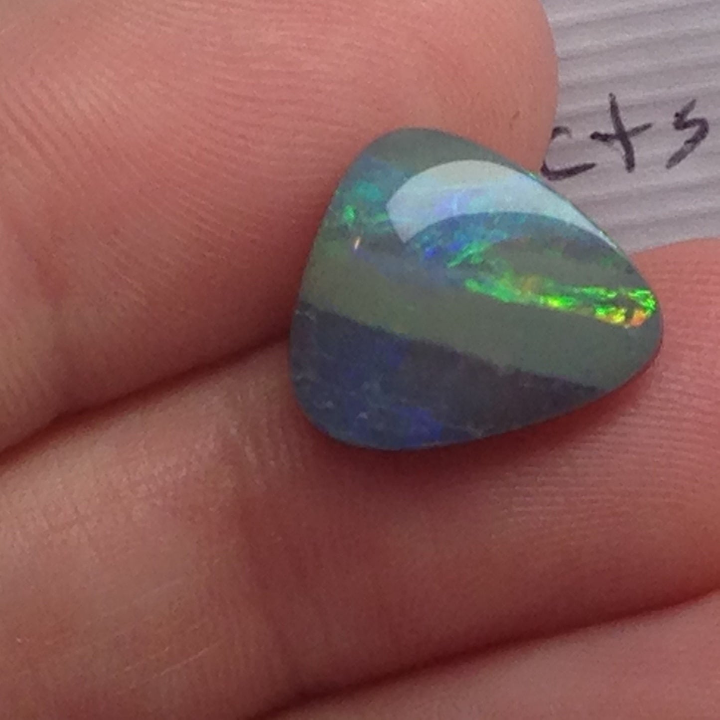 Signed Loose gemstone Gorgeous Opal Natural Doublet Freeform 5 carat app 12 mm triangle loose gem scrap gold jewelry cts October Birthstone