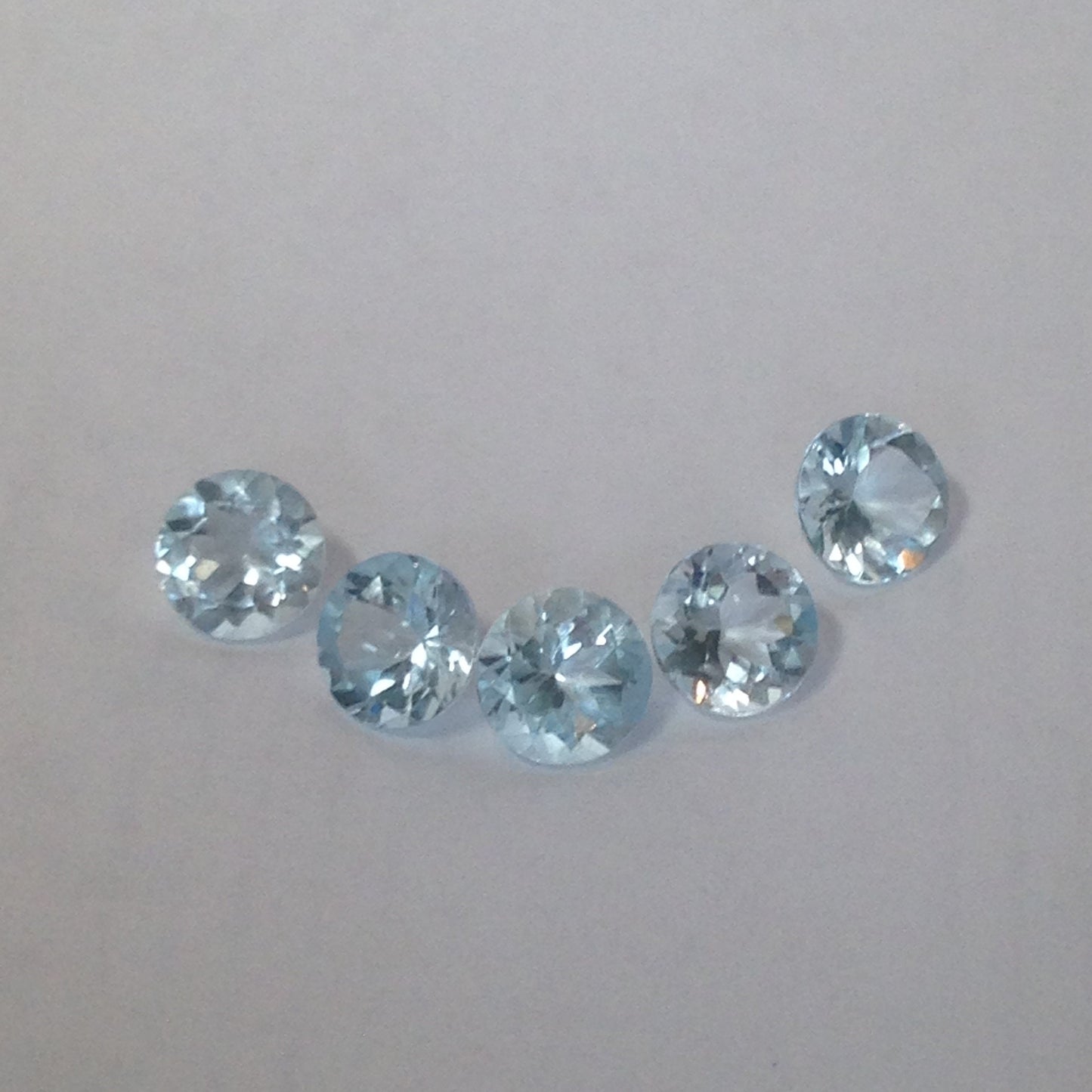 5 Natural 8mm Aquamarine Matching Lot Set 8mm Round Light Blue Loose Gem Faceted Gemstone 1.45-1.72 Carats Ea.