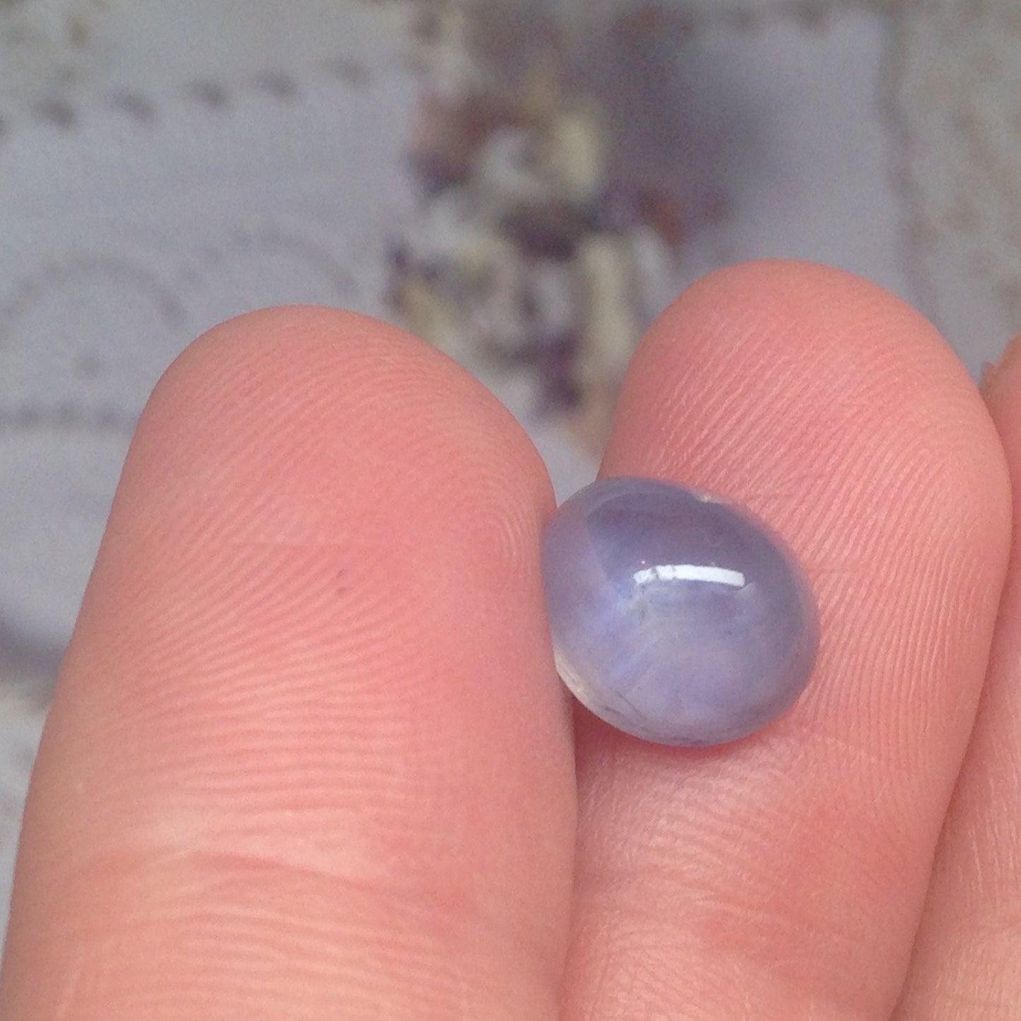 6 Ray Light Pale Blue Star Sapphire Loose Gemstone 9x8 millimeters mm round 4.38 carats Cabochon Natural Loose Corundum September Birthstone