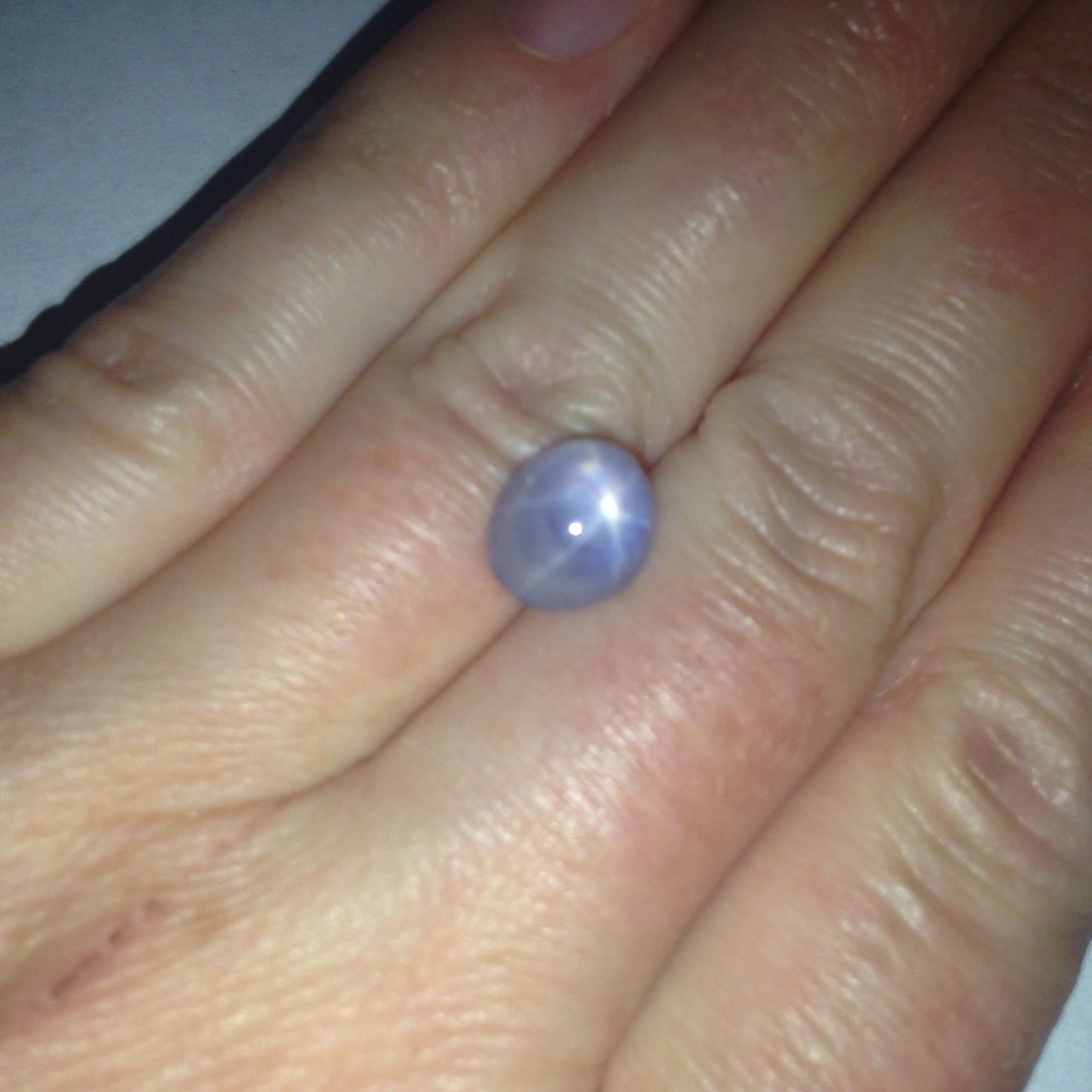 6 Ray Light Pale Blue Star Sapphire Loose Gemstone 9x8 millimeters mm round 4.38 carats Cabochon Natural Loose Corundum September Birthstone