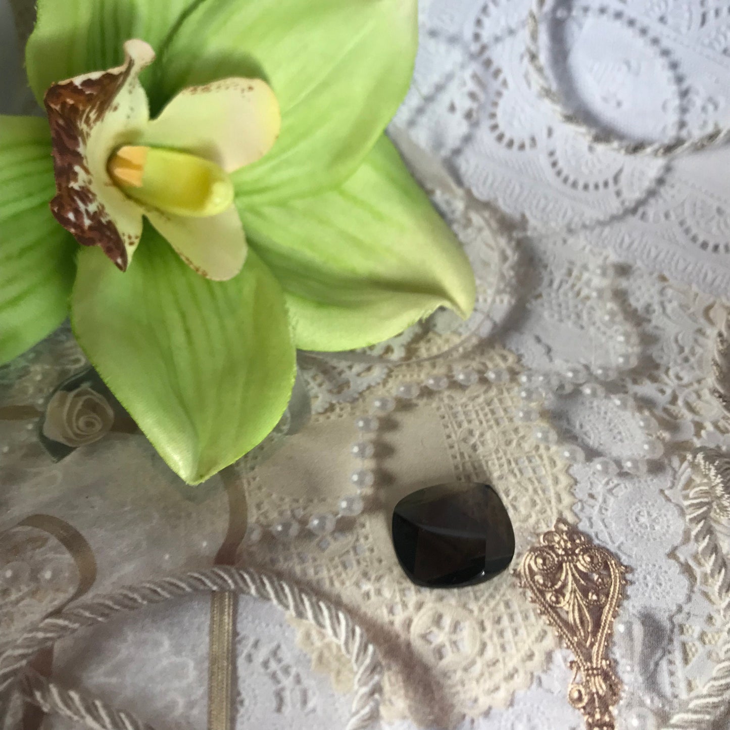 18mm Round flat star cut smoky quartz 14.55 carats loose brown gemstone