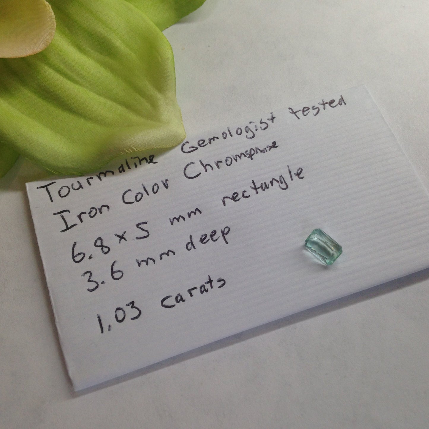 7x5mm Natural Light Green Blue Tourmaline 1 Carat Rectangle Tested Iron Bearing Faceted Loose Gem
