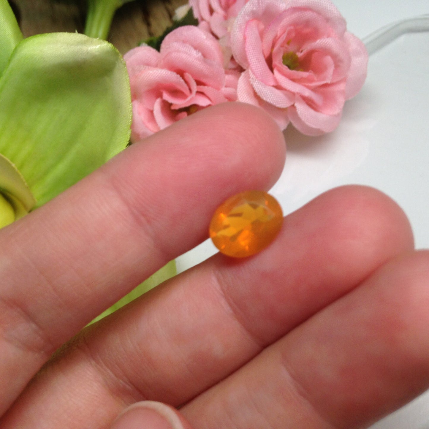 Fire Opal Orange 10x7.7mm Natural Gem loose gemstone 1.61 carats cts October Birthstone Oval Faceted Flowing Gems