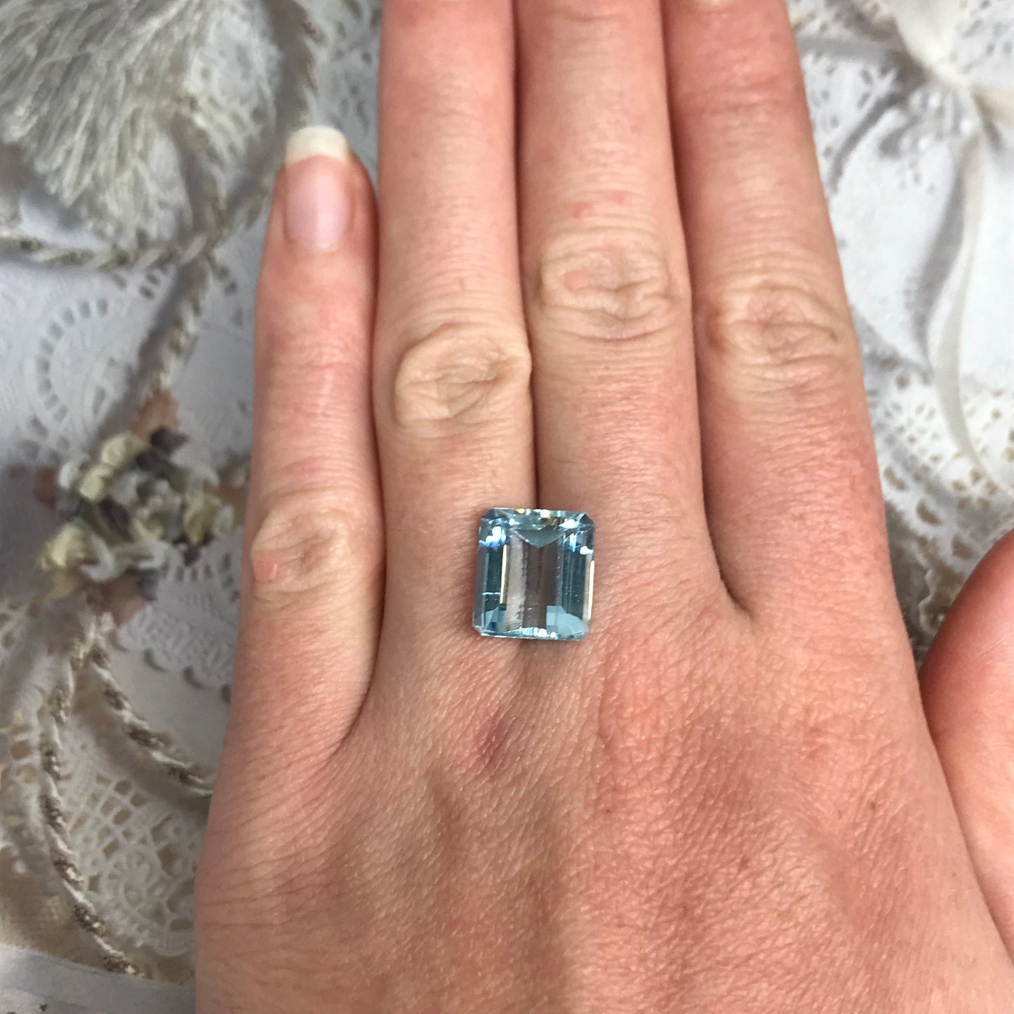 12.5x11 mm 7.47 Carats Natural Light Blue Aquamarine Light Blue Gem Rectangle Cut Loose Faceted Gemstone Beryl Gemstone  13x11mm emerald cut