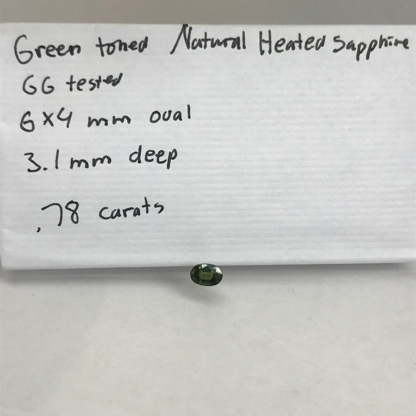 6x4mm Natural Green Sapphire 0.78 Carat Oval Corundum