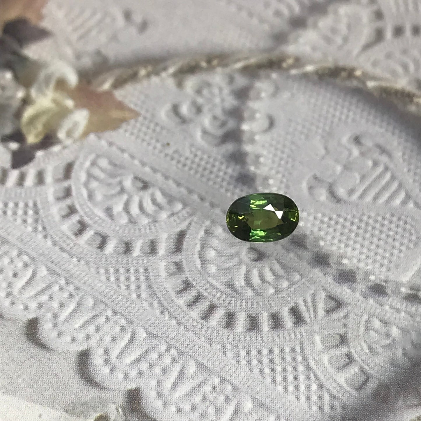 6x4mm Natural Green Sapphire 0.78 Carat Oval Corundum