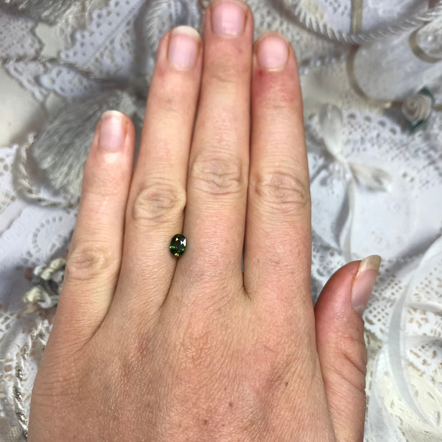 6x4mm Natural Green Sapphire 0.78 Carat Oval Corundum