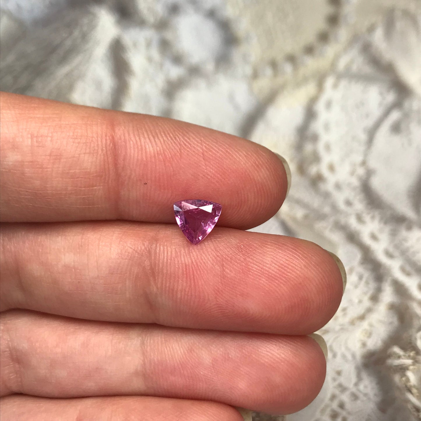 6.5mm Pink Sapphire Natural 0.88 carat, Trillion Cut Loose Gemstone Faceted pink Gem