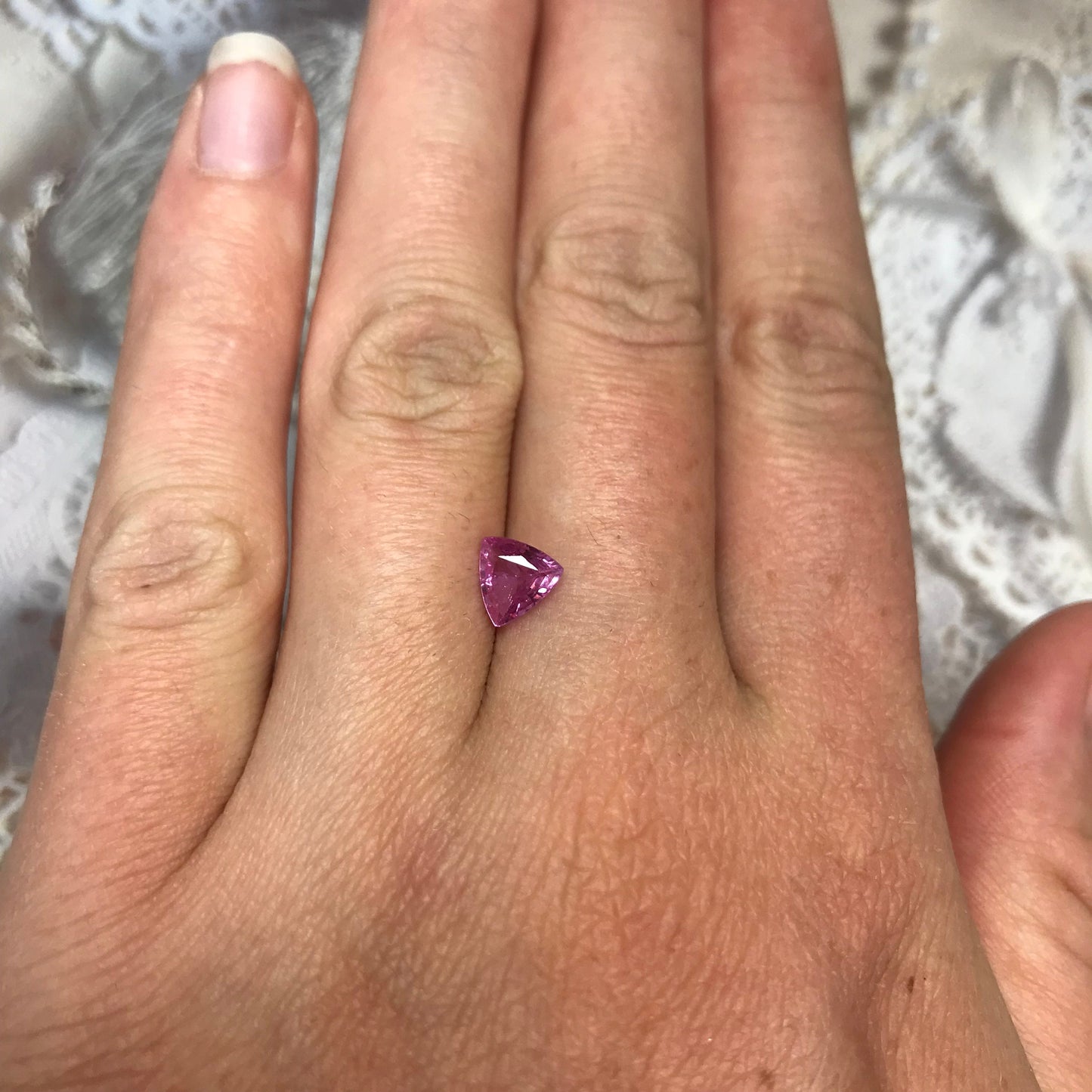 6.5mm Pink Sapphire Natural 0.88 carat, Trillion Cut Loose Gemstone Faceted pink Gem