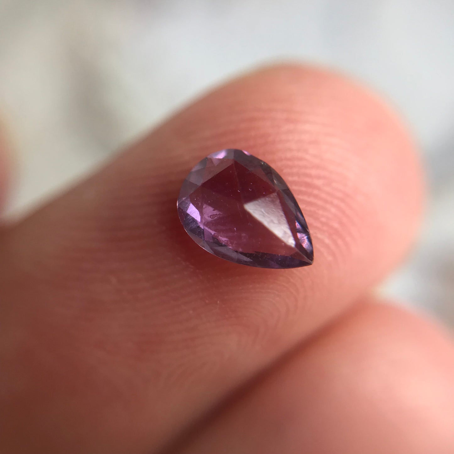 Natural Purple Sapphire  0.61 Carats 6.8x4.7mm Pear Tear Drop Rose Cut Back, Corundum Faceted Loose Unmounted Earth Mined Gemstone 7x5mm