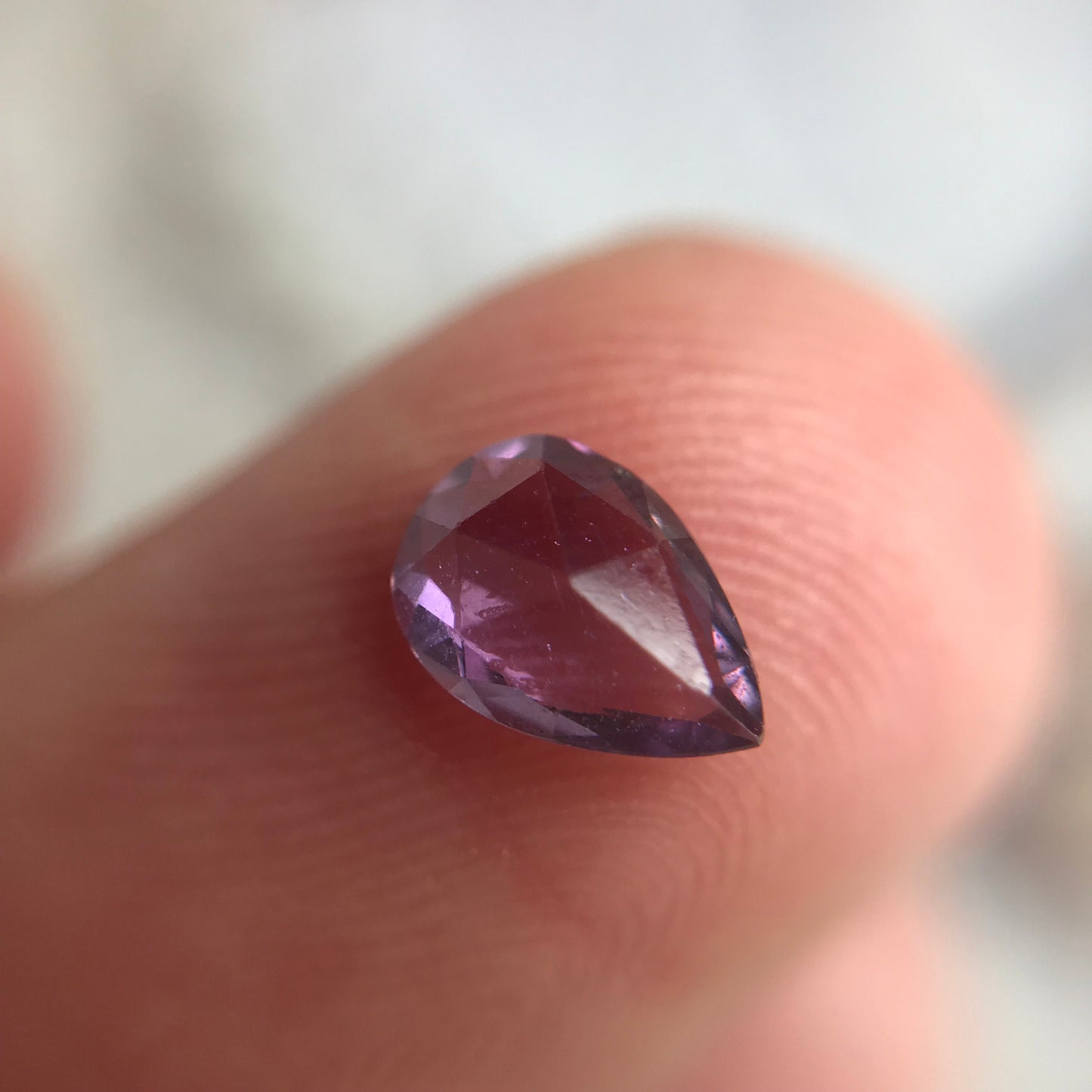 Natural Purple Sapphire  0.61 Carats 6.8x4.7mm Pear Tear Drop Rose Cut Back, Corundum Faceted Loose Unmounted Earth Mined Gemstone 7x5mm