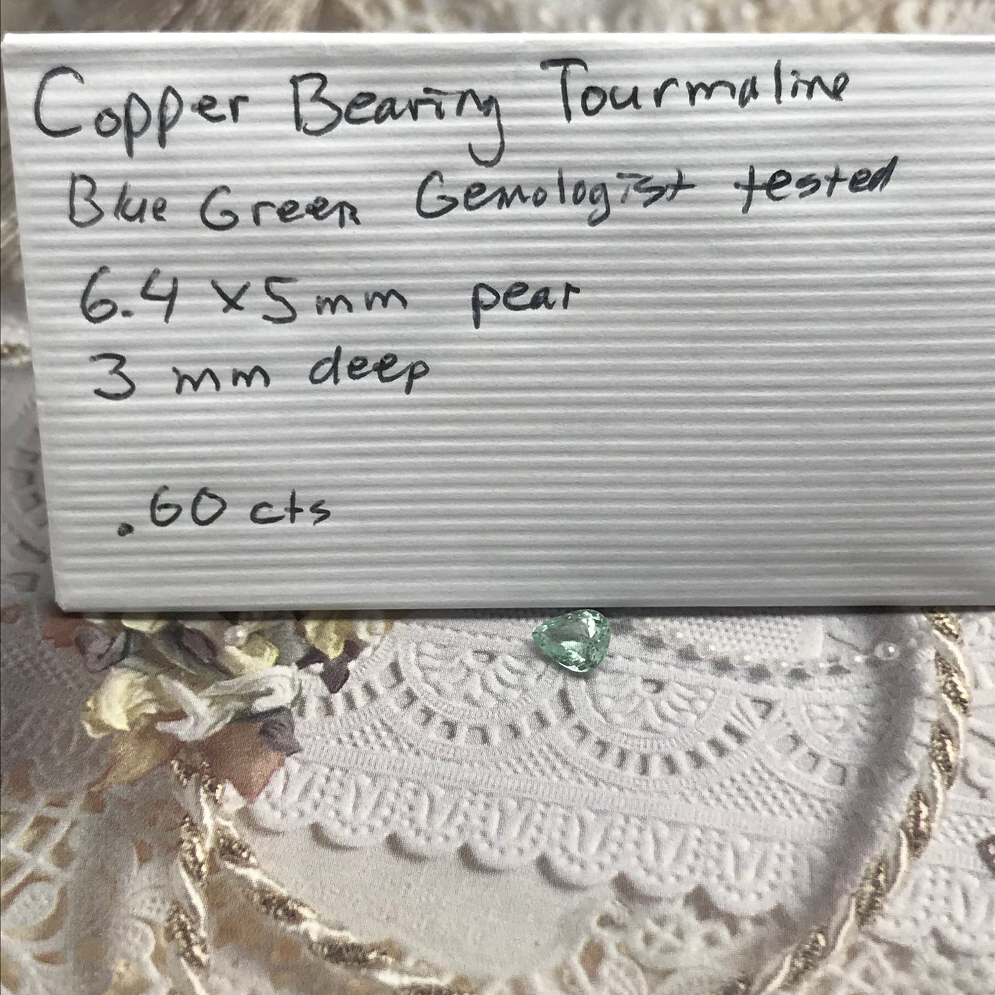 Blue Green Copper-bearing Tourmaline Paraiba  6x5 mm .60 carats Faceted Loose Gemstone Cuprian Rare cts 6.4x5mm USA seller genuine stone gem