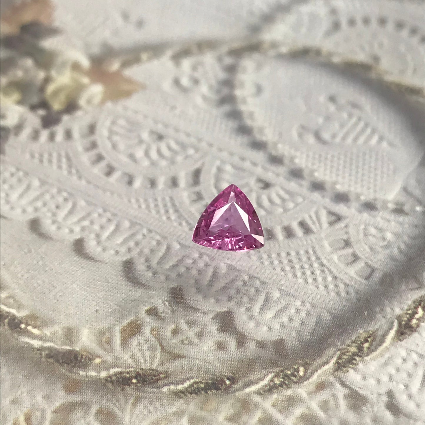 6.5mm Pink Sapphire Natural 0.88 carat, Trillion Cut Loose Gemstone Faceted pink Gem