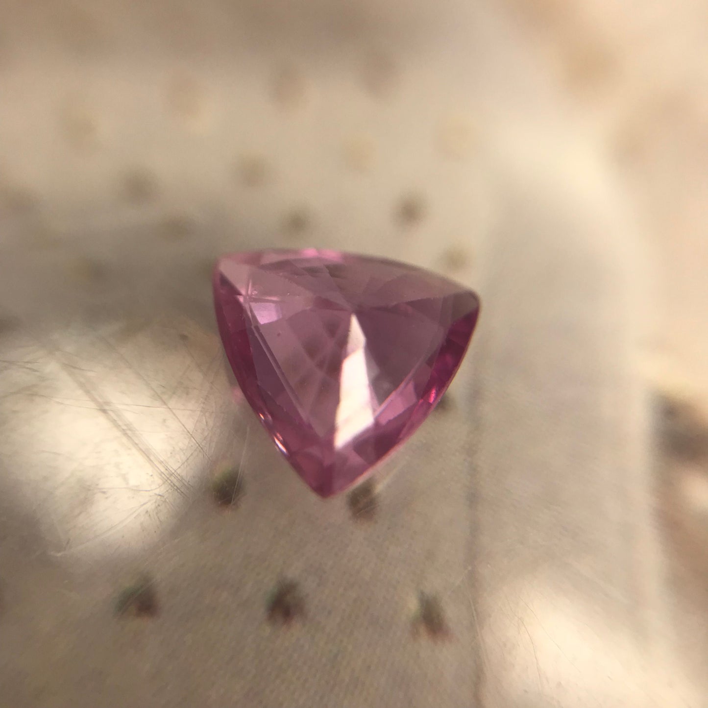 6.5mm Pink Sapphire Natural 0.88 carat, Trillion Cut Loose Gemstone Faceted pink Gem