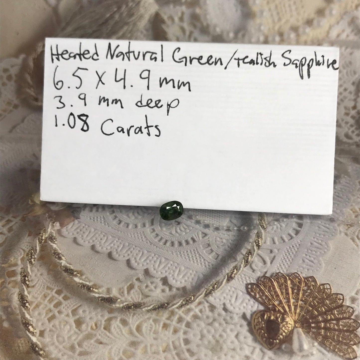 6.5x5mm Natural Green Sapphire Oval Cut Corundum 1.08 carats Faceted Loose